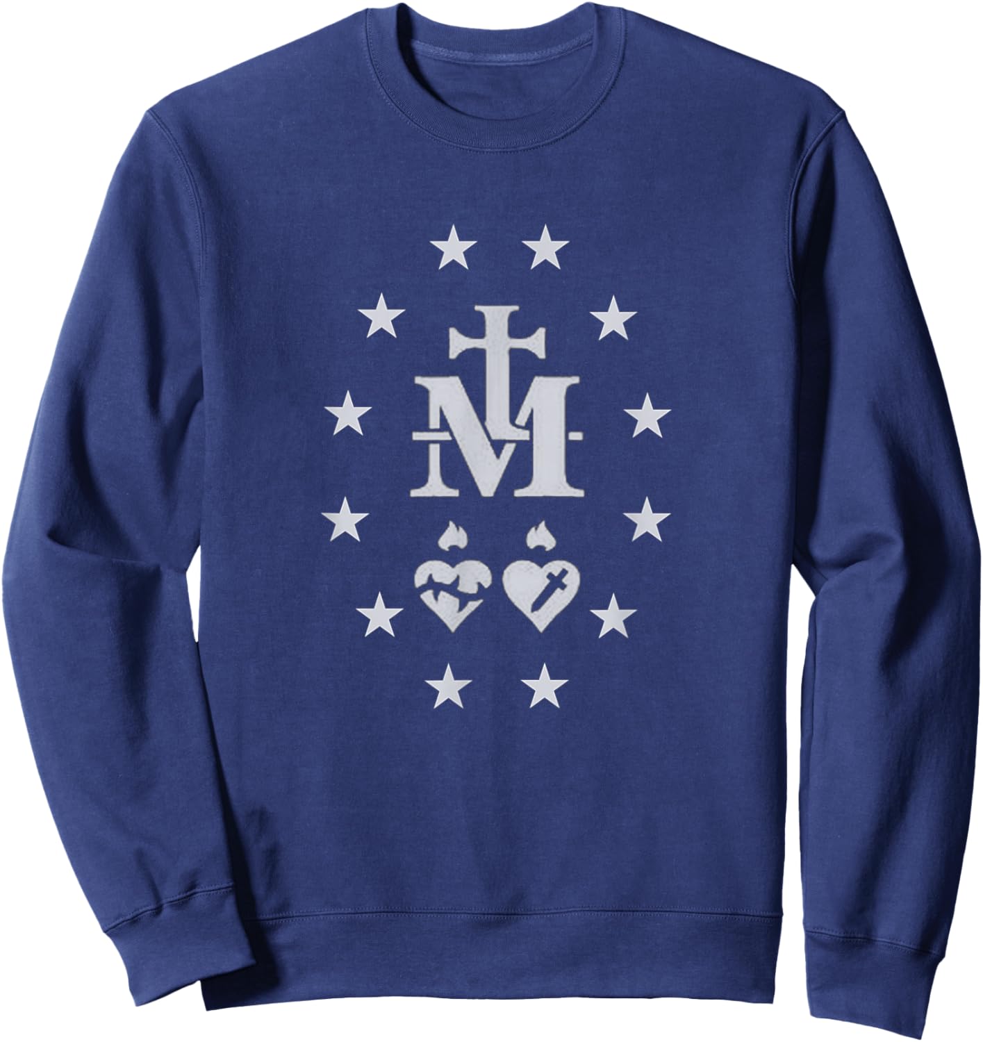 Miraculous Medal Catholic Virgin Mary Sacred Heart Sweatshirt - Sweatshirt | Navy