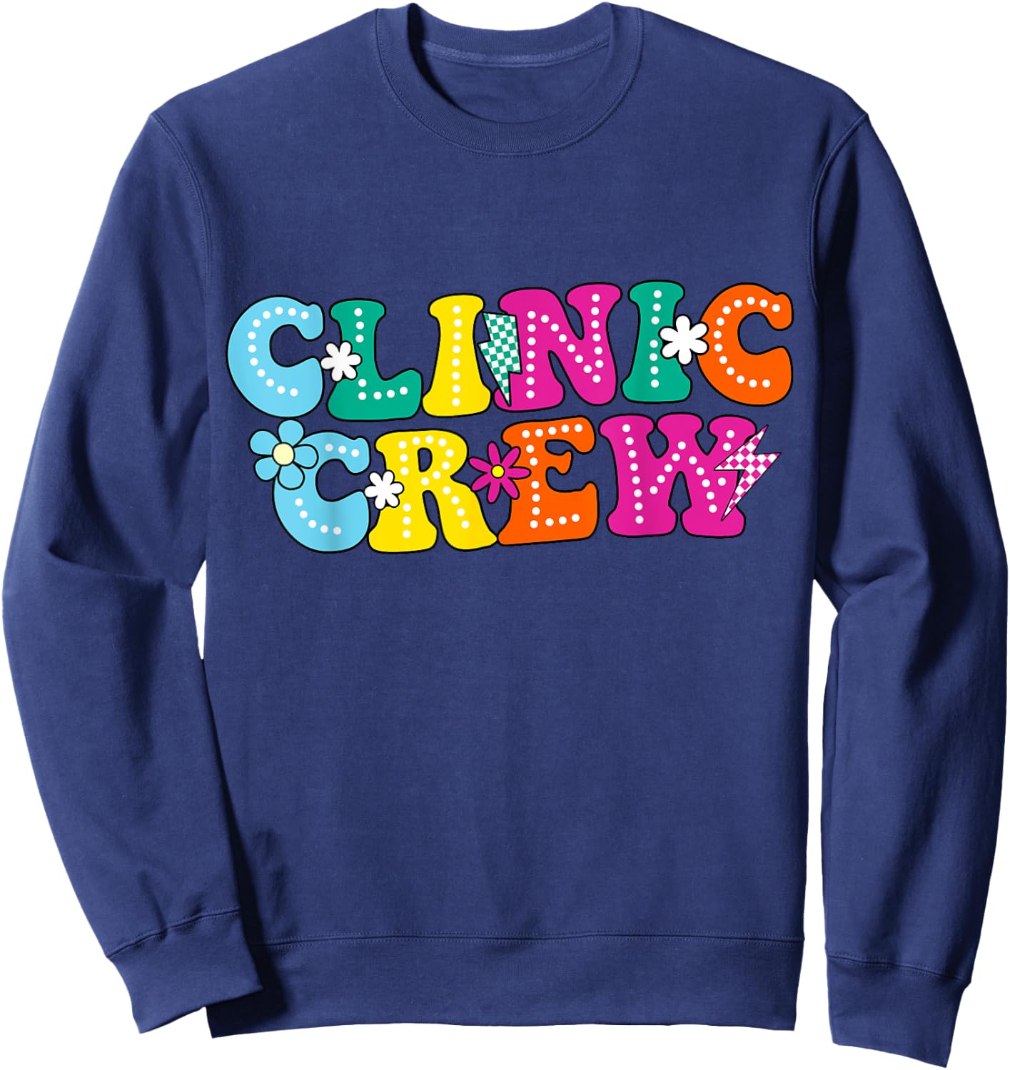 Clinic Crew School Nurse Groovy Appreciation Week Sweatshirt - Sweatshirt | Navy