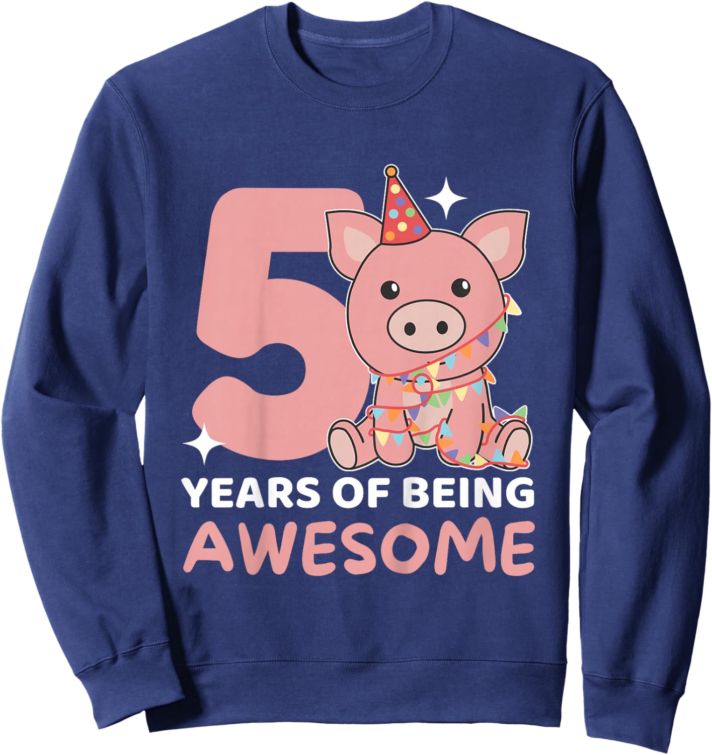Pig For The 5th Birthday For Children Five Years Old Sweatshirt - Sweatshirt | Navy