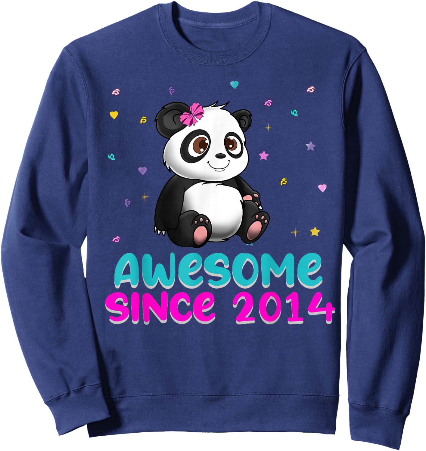 Panda Bear Girl Birthday Gift Love Awesome Since 2014 Sweatshirt - Sweatshirt | Navy
