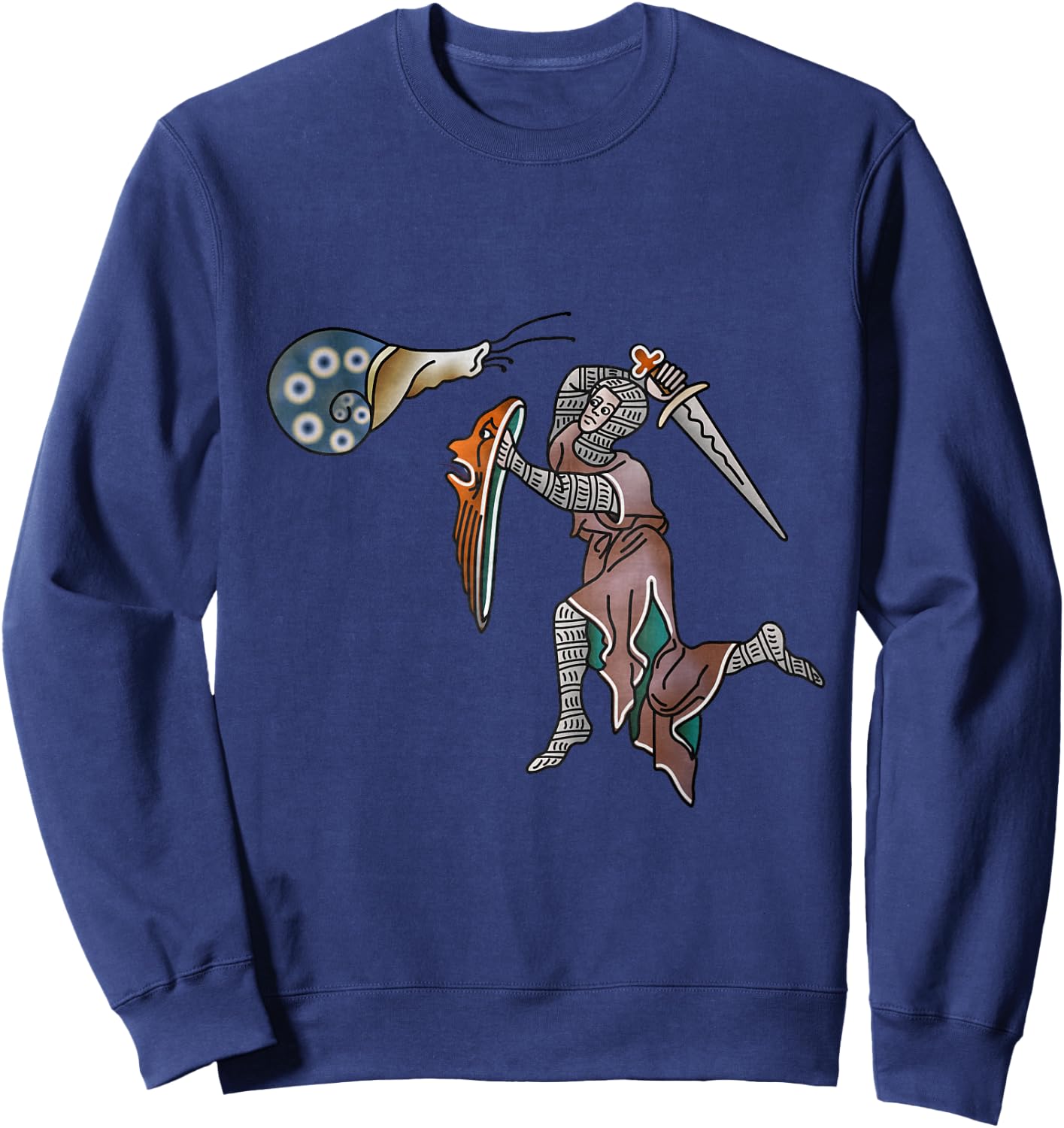 Marginalia Knight vs snail - Medieval Meme - MargiKnights Sweatshirt - Sweatshirt | Navy