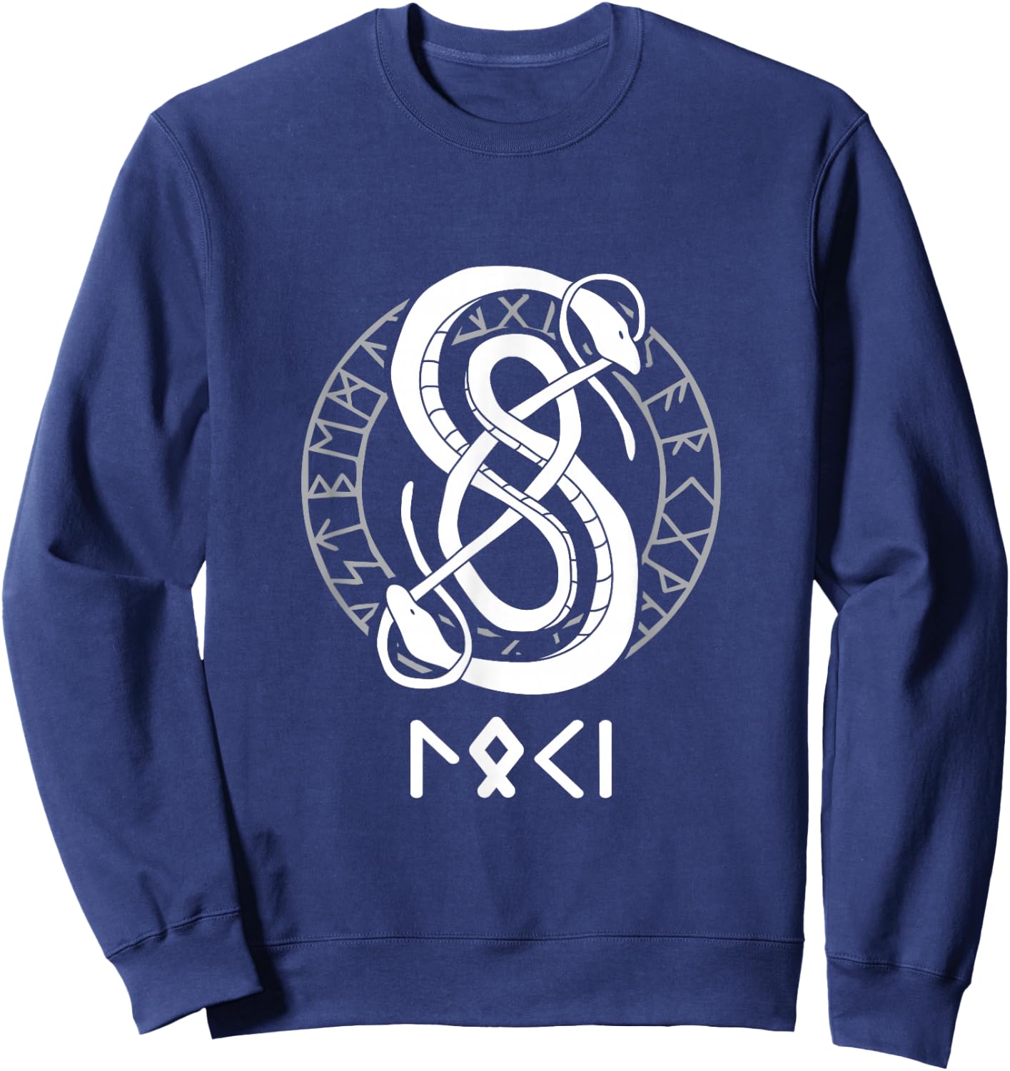 Loki Name Norse Runes And Snake Nordic Norse Mythology Sweatshirt - Sweatshirt | Navy