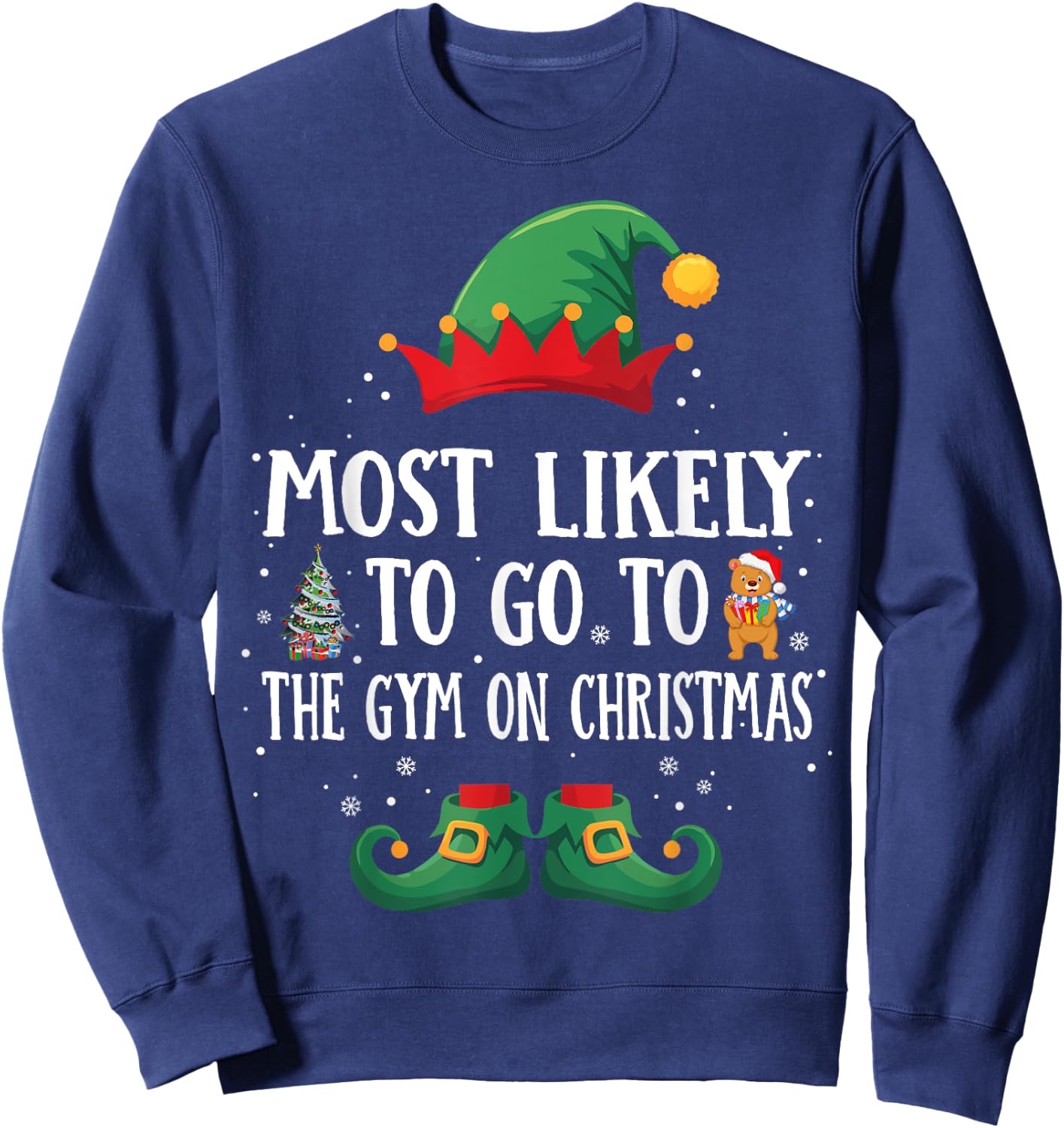 Most Likely To Go To The Gym Matching Christmas Elf Sweatshirt - Sweatshirt | Navy
