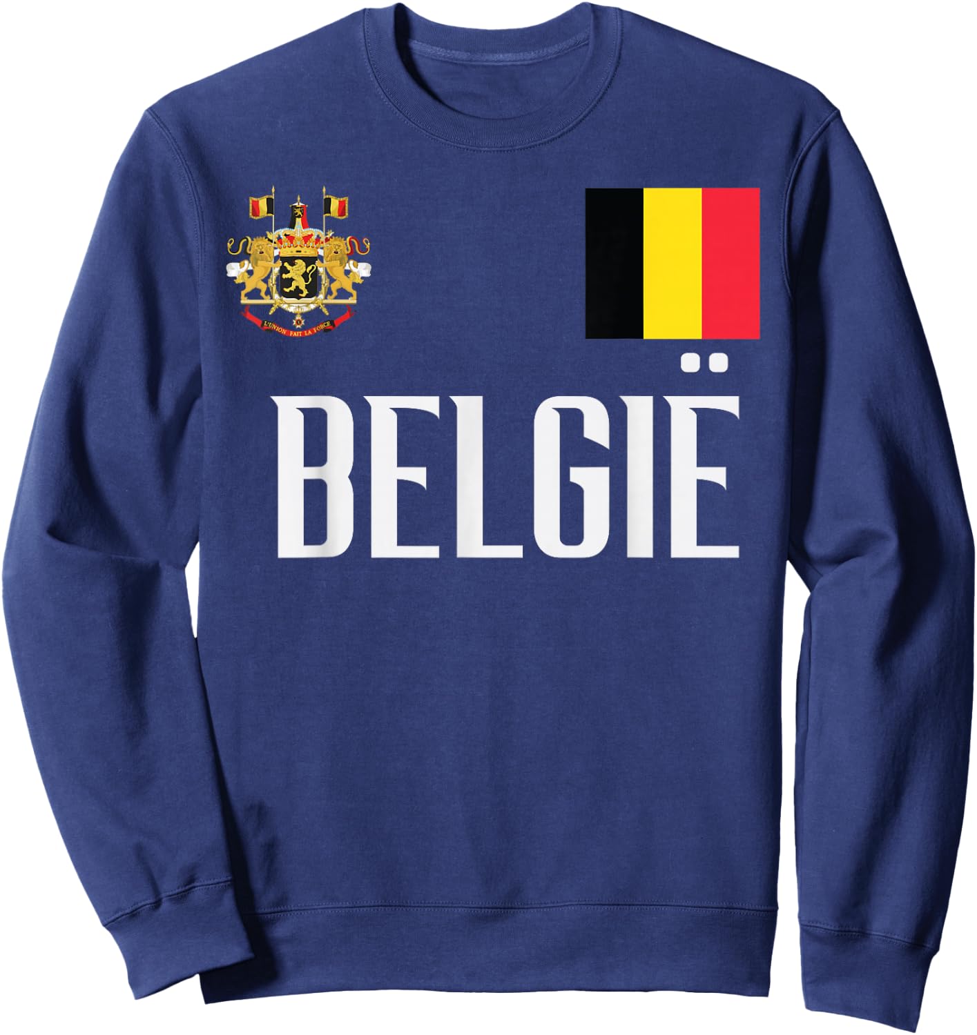 Belgium Flag Belgie Football Soccer Fan Men Women Kids Sweatshirt - Sweatshirt | Navy