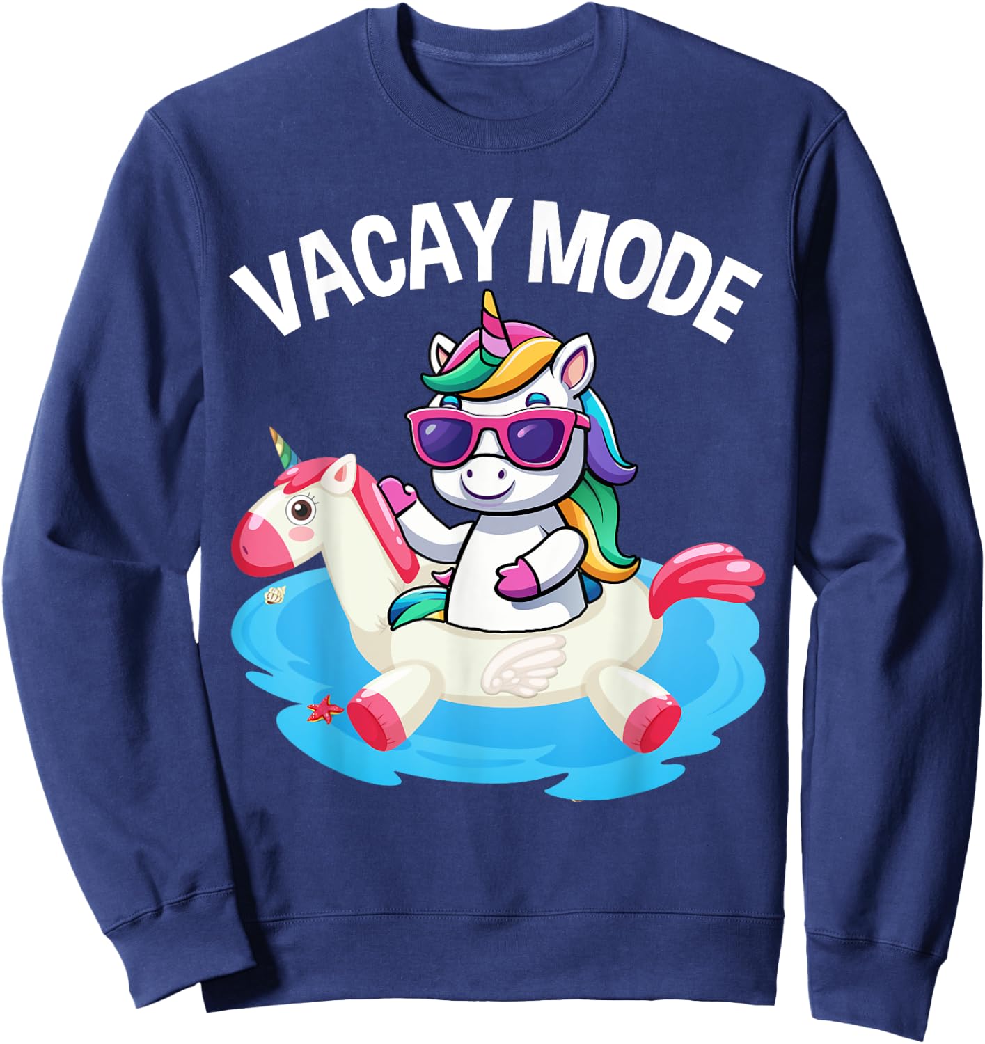 Vacay Mode Cute Unicorn Funny Family Vacation Kids Girl Sweatshirt - Sweatshirt | Navy