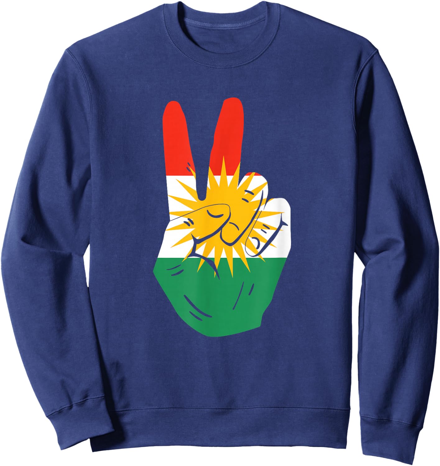 Proud Kurds Kurdistan Kurdische Flagge Peace , black Sweatshirt - Sweatshirt | Navy