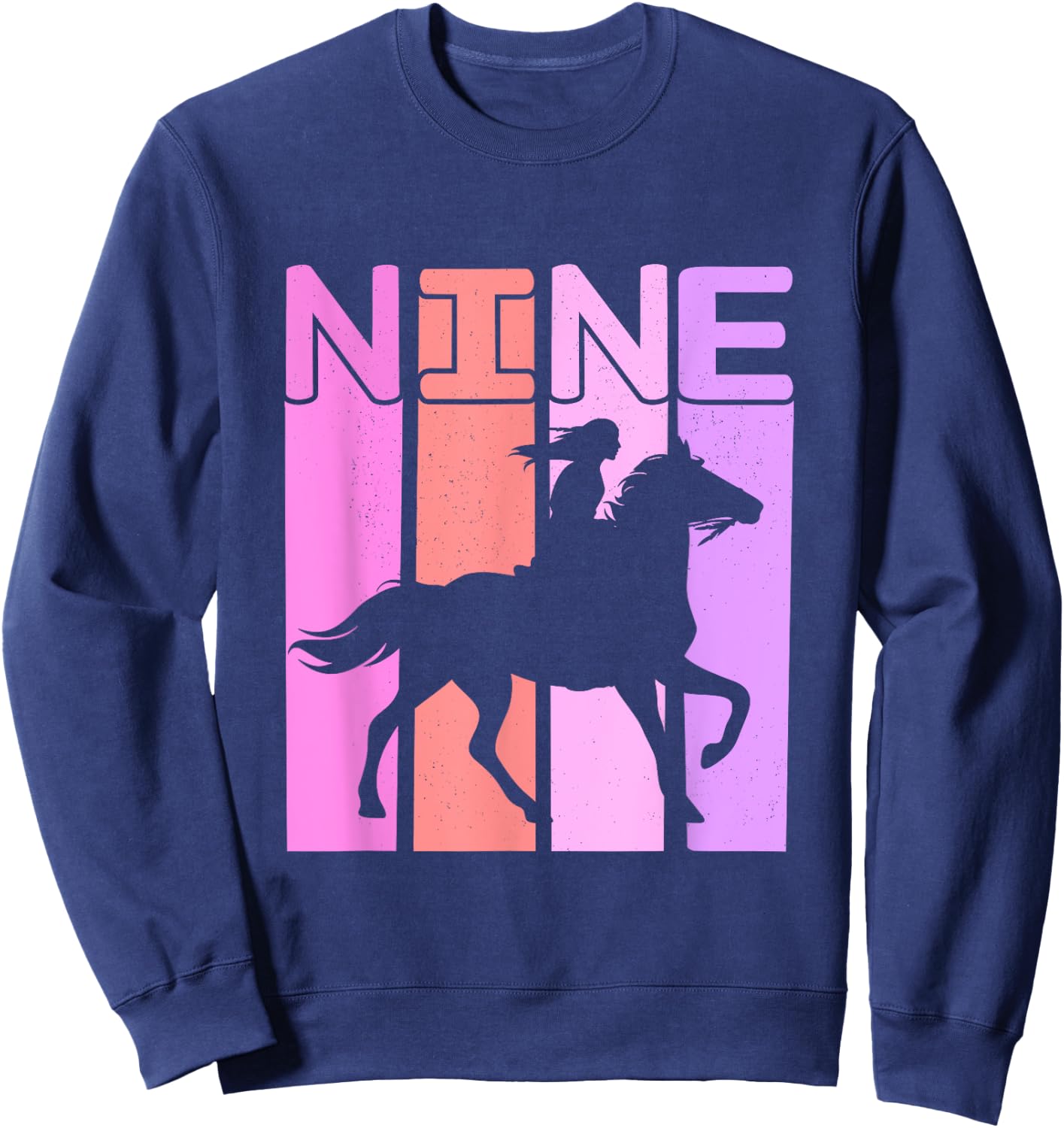 Horse Girl 9th Birthday Horseback Riding 9 Year Old Sweatshirt - Sweatshirt | Navy