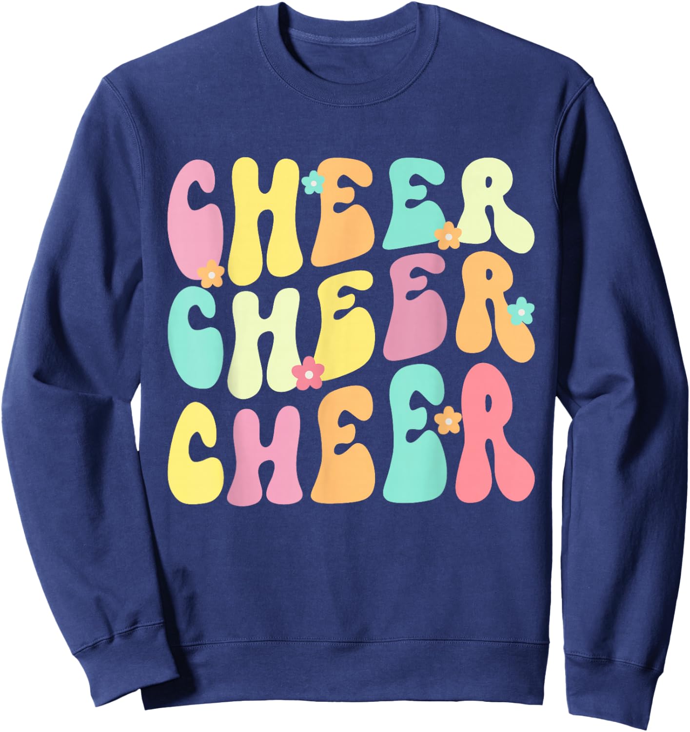 Cheer Cheer Cheer Groovy Retro Sweatshirt - Sweatshirt | Navy