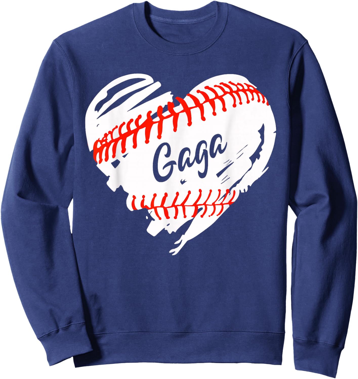 Baseball Heart Baseball Gaga Women Softball Mom Short Sweatshirt - Sweatshirt | Navy