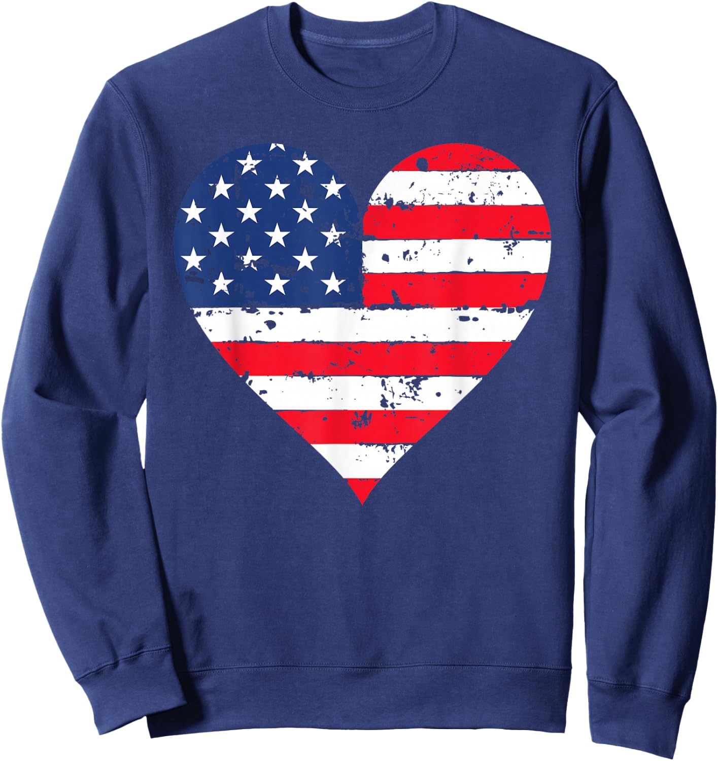 American Flag Heart 4th of July USA Patriotic Pride Sweatshirt - Sweatshirt | Navy