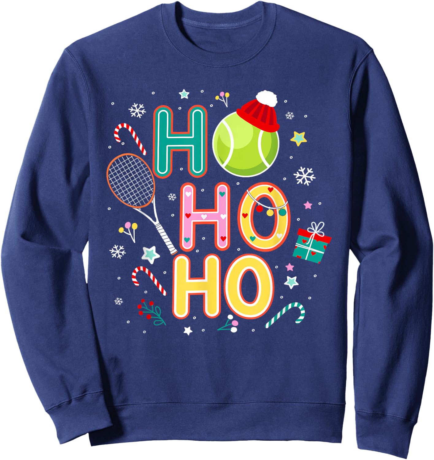 Ho Ho Ho Ugly Christmas Pajama Tennis Player Men Sweatshirt - Sweatshirt | Navy