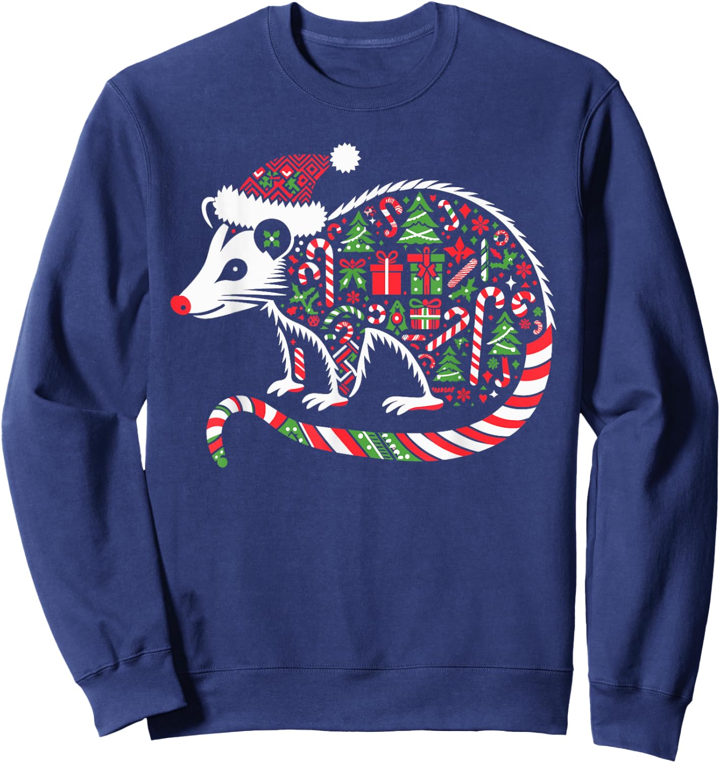 Christmas Tree Candy Possum Santa Christmas Kids Sweatshirt - Sweatshirt | Navy