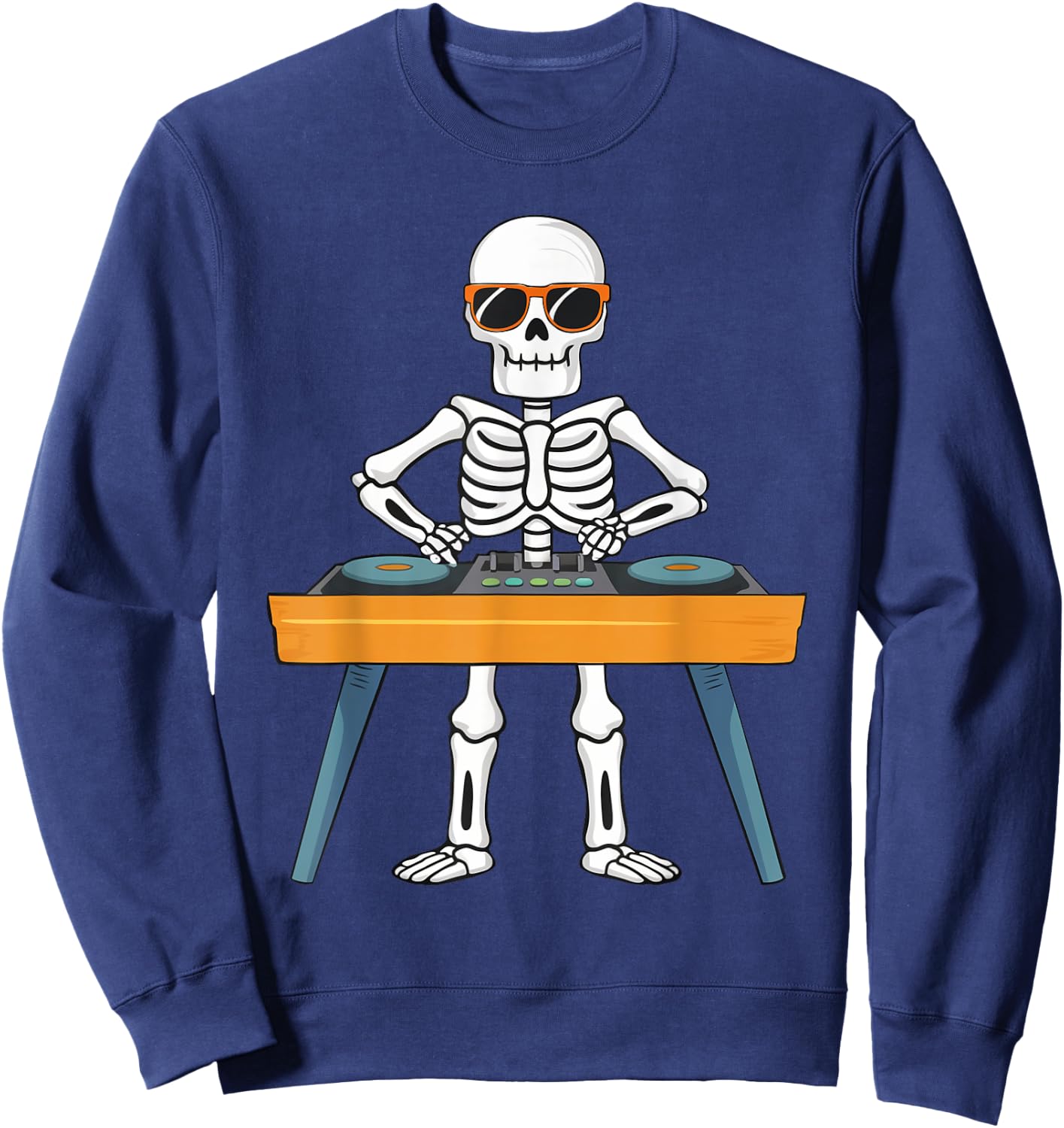 Funny Skeleton Playing DJ Music Kids Boys Girls Halloween Sweatshirt - Sweatshirt | Navy