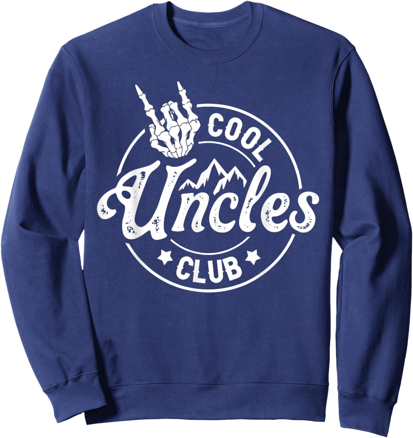 Funny Uncle Fathers Day Cool Uncles Club Skeleton Hand Sweatshirt - Sweatshirt | Navy