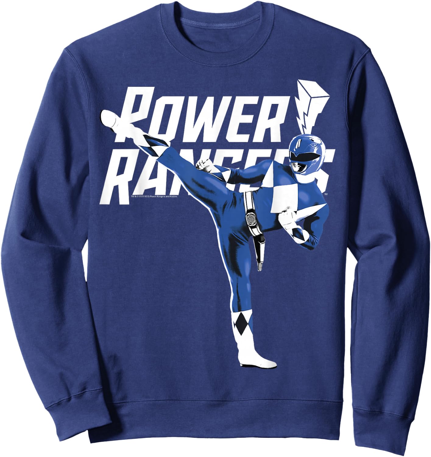 Power Rangers Blue Ranger Karate Action Pose Logo Sweatshirt - Sweatshirt | Navy