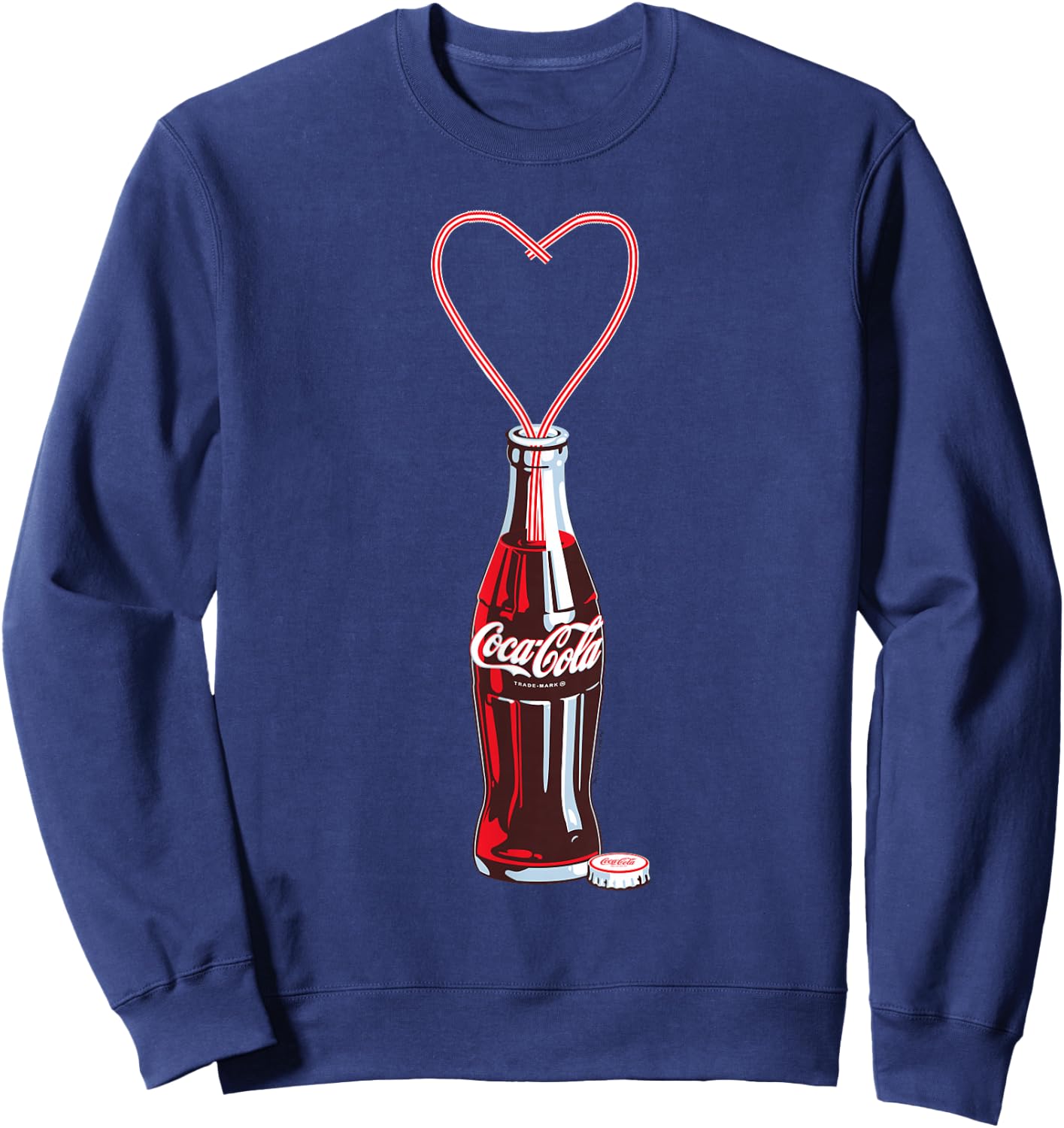 Coca Cola Bottle Heart Straws Sweatshirt - Sweatshirt | Navy
