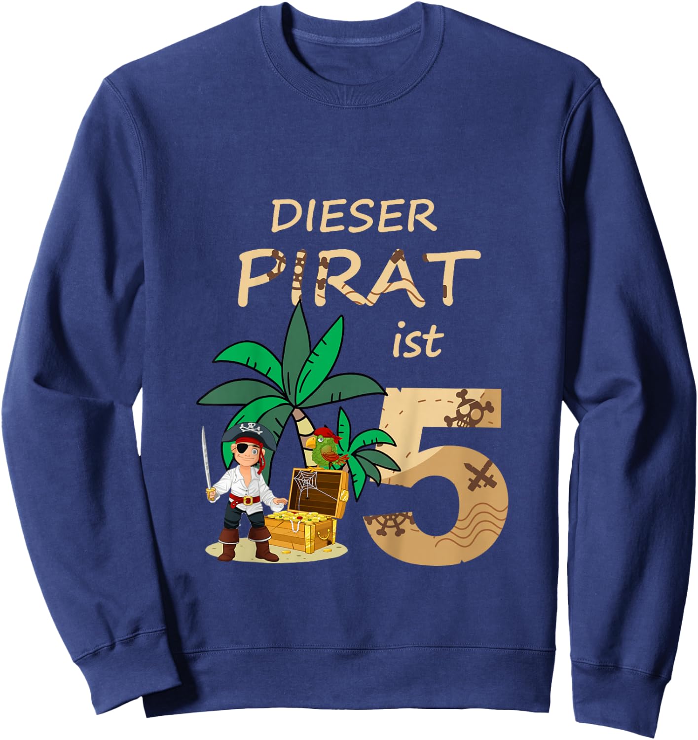 Kinder Geburtstagsshirt 5 Jahre Junge Pirat Sweatshirt - Sweatshirt | Navy