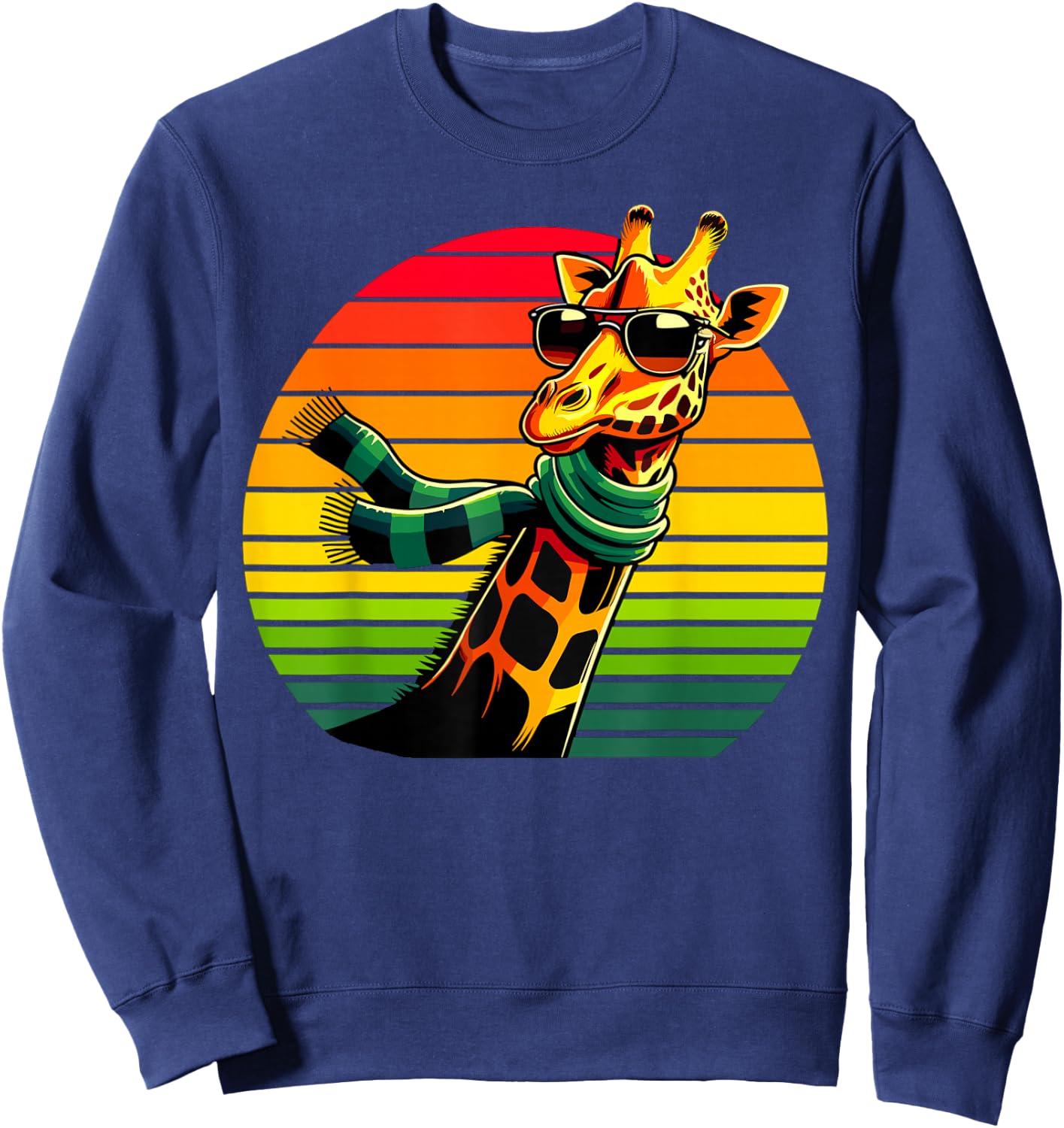 Giraffe Vintage Animal Sunglasses Giraffe Sweatshirt - Sweatshirt | Navy