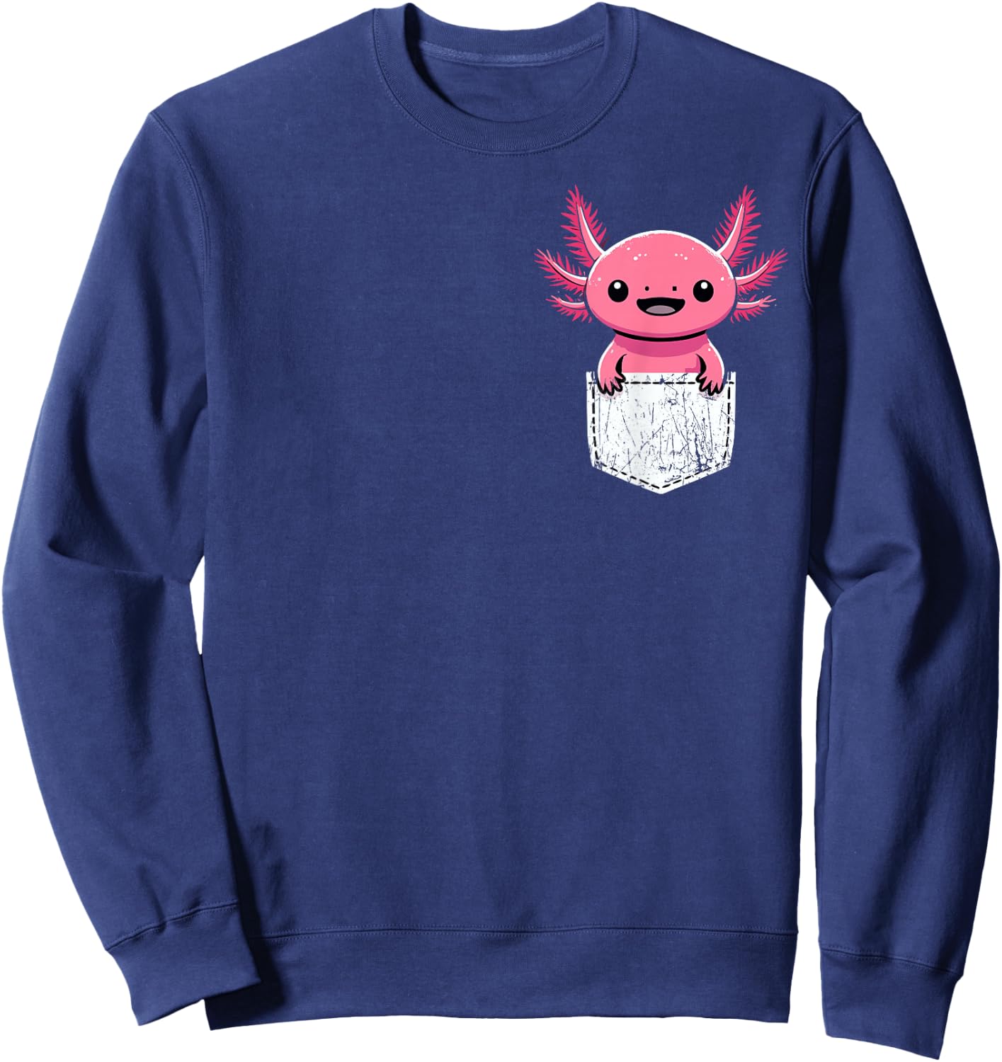 Axolotl Cute Kawaii Pocket Axolotl Sweatshirt - Sweatshirt | Navy
