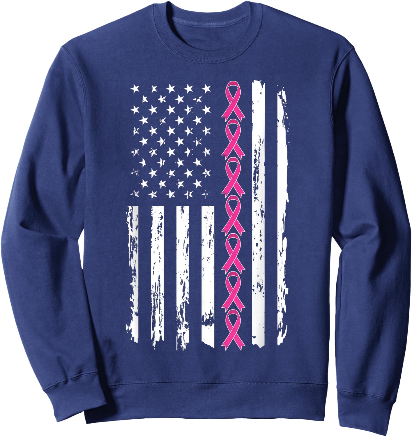 Pink Ribbon Shirt Women Men Breast Cancer Awareness Sweatshirt - Sweatshirt | Navy