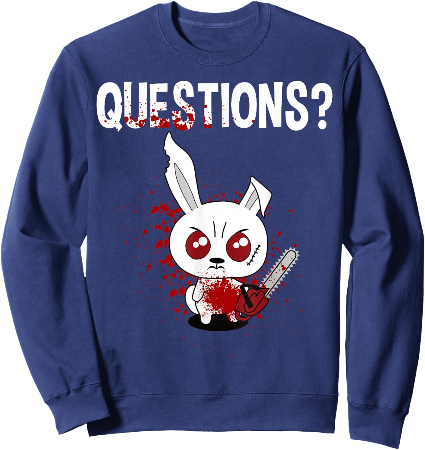 Funny - Questions? Bunny - Angry Rabbit Sweatshirt - Sweatshirt | Navy