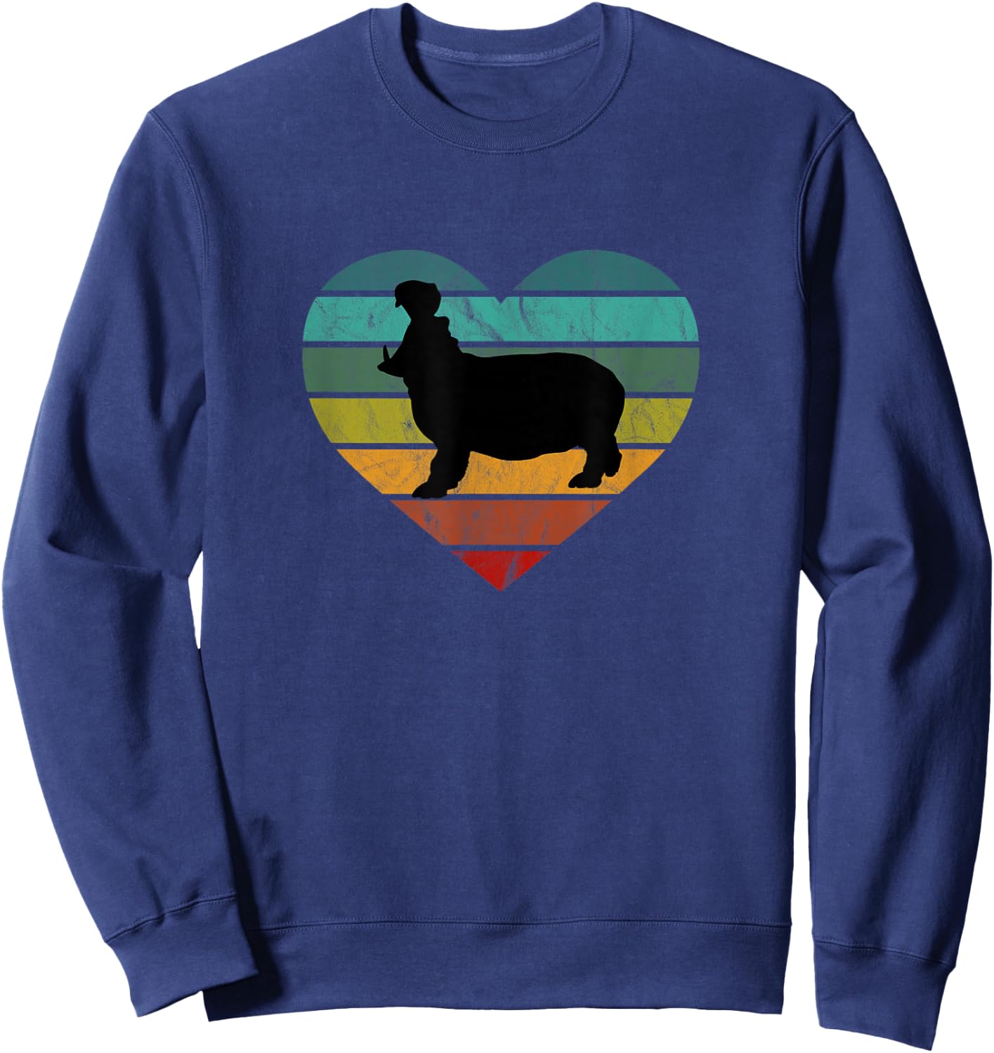 I Love Hippos in Africa Heart Wilderness Safari Hippo Sweatshirt - Sweatshirt | Navy