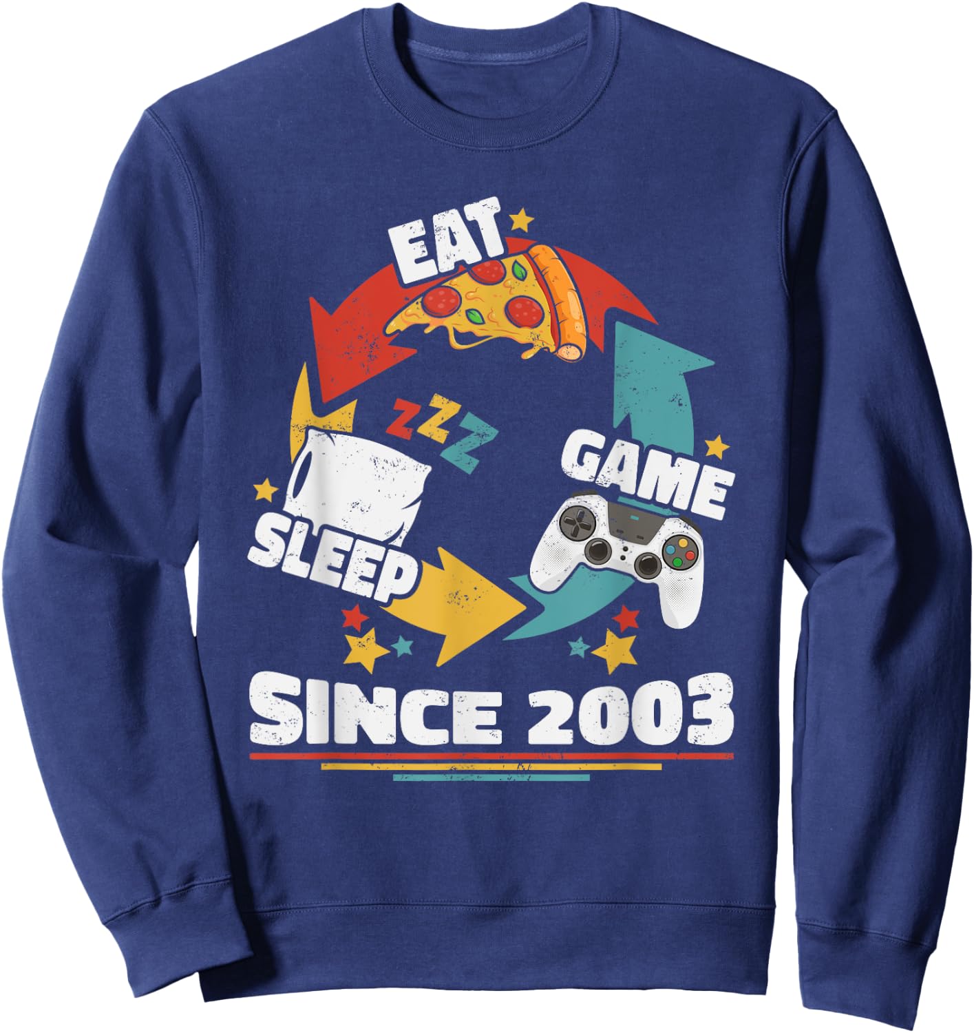 Eat Sleep Game Since 2003 Anniversaire Vintage Retro Gamer Sweatshirt - Sweatshirt | Navy