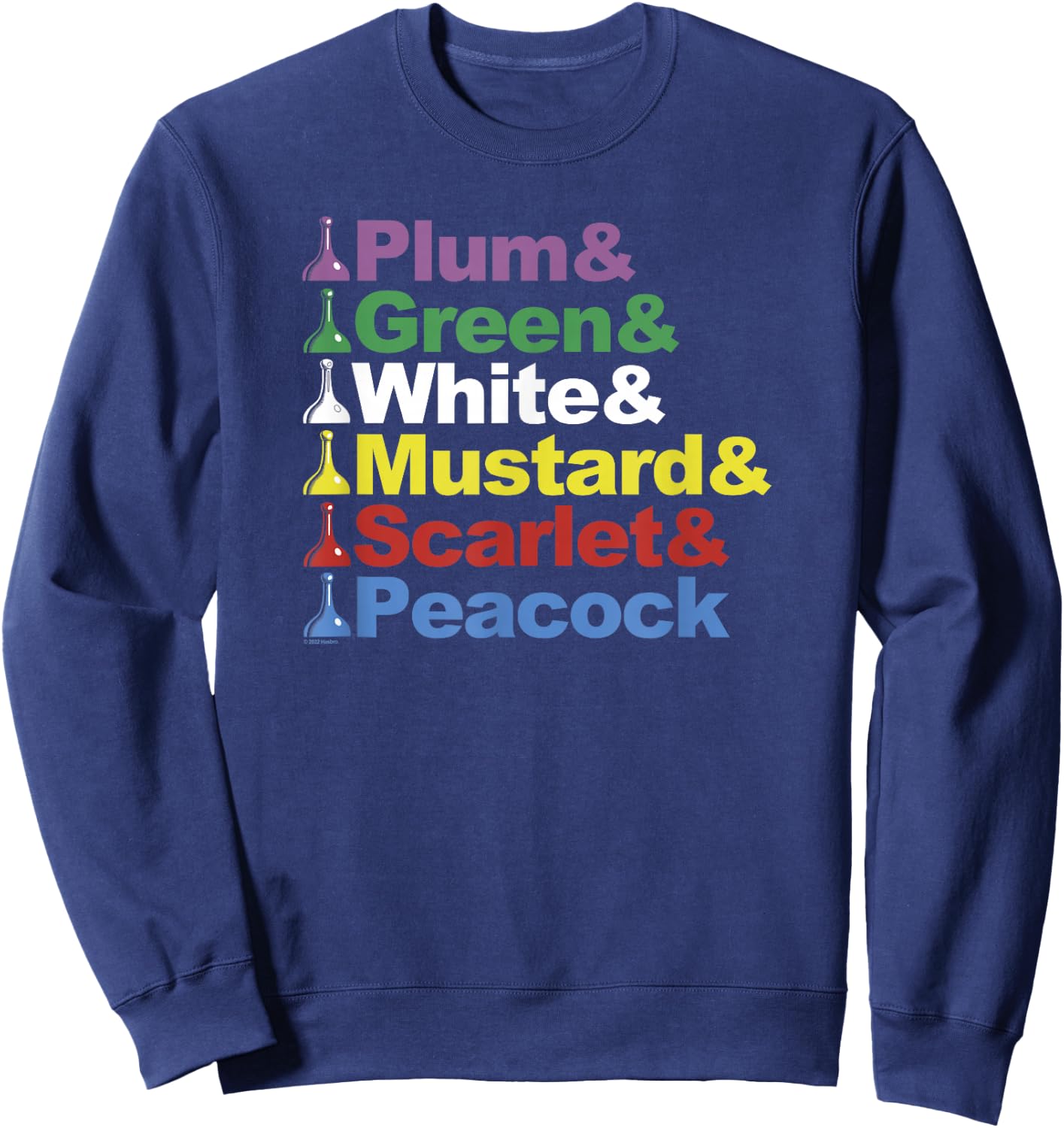 Clue Character Name Stack Game Pieces Big Text Logo Sweatshirt - Sweatshirt | Navy