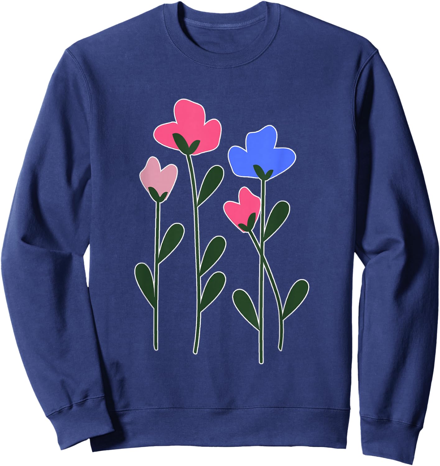 Flower Bouquet Floral Pattern Sweatshirt - Sweatshirt | Navy