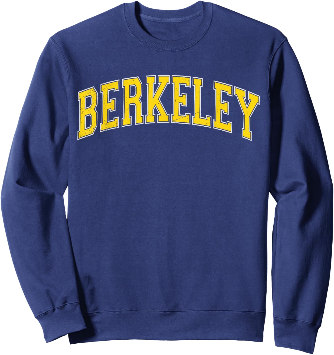 Vintage Berkeley California CA Varsity Style Yellow Text Sweatshirt - Sweatshirt | Navy