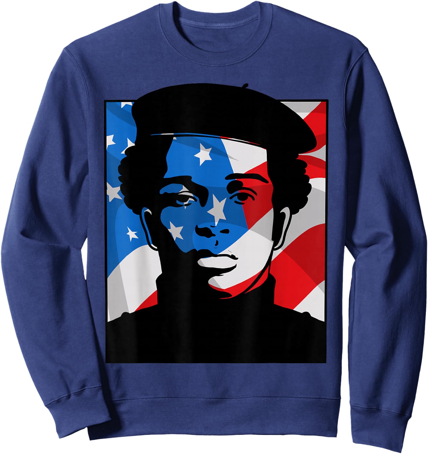 Black History Panther Party American Flag Afro 1966 Sweatshirt - Sweatshirt | Navy