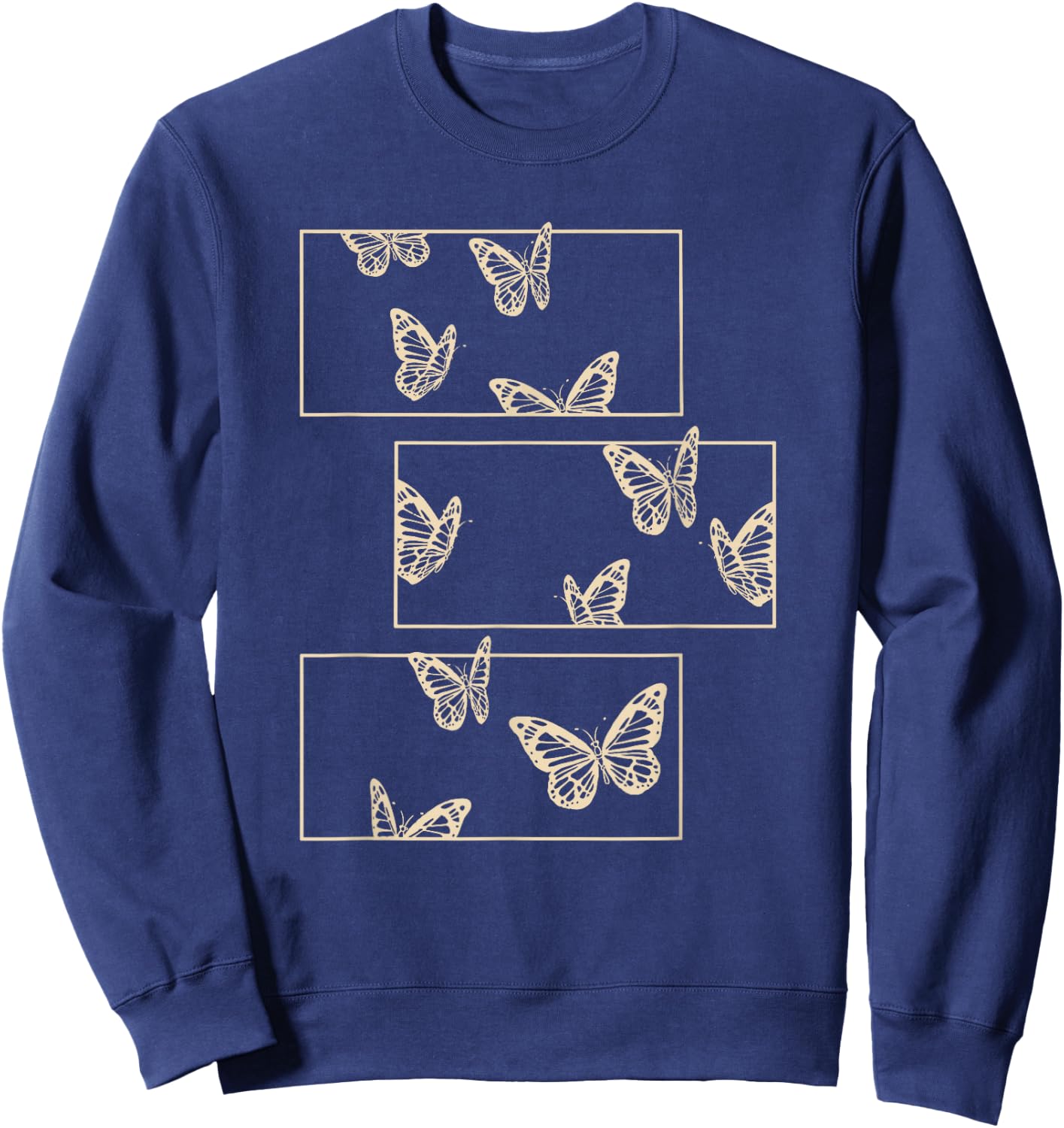 Fairy Grunge Fairycore Aesthetic Clothes Women Men Brown Butterfly Sweatshirt - Sweatshirt | Navy