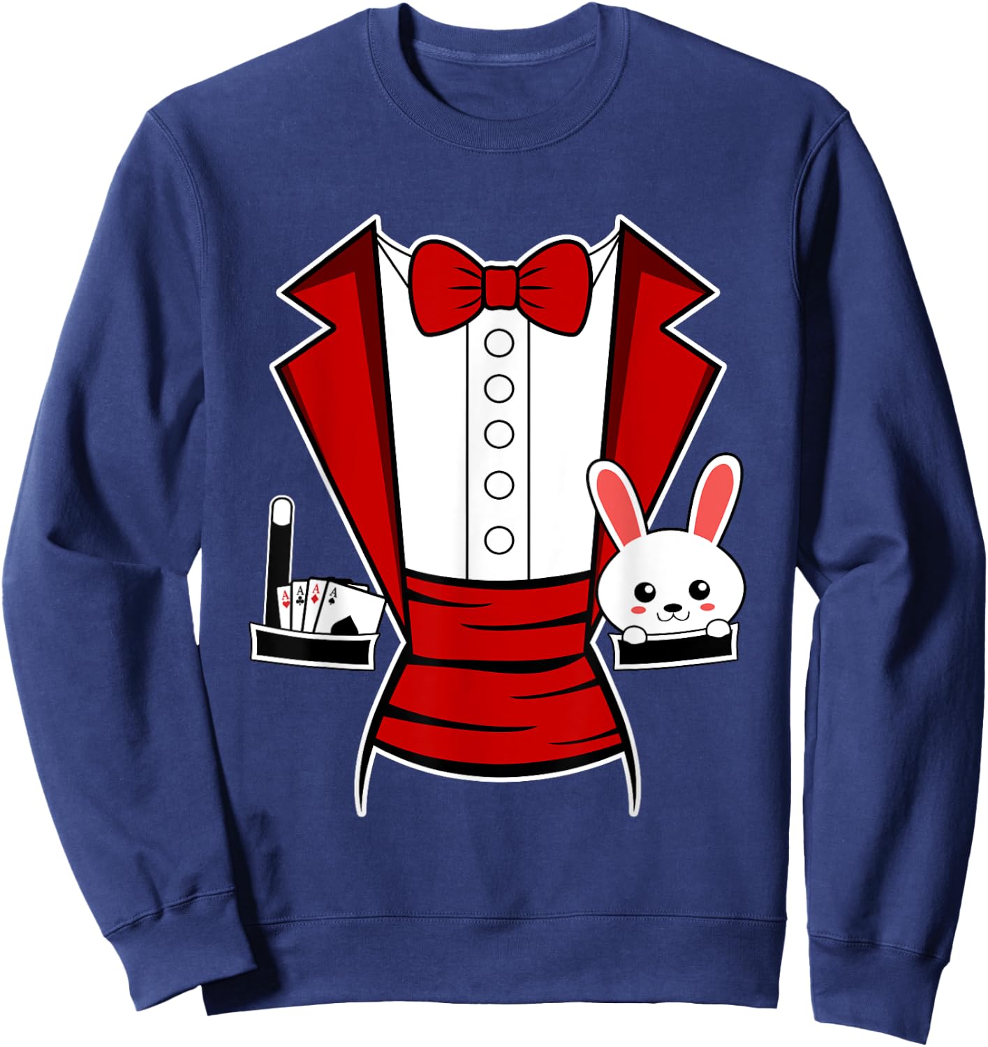 Kids Adult Halloween Magician Costume Tuxedo Magic Show Men Sweatshirt - Sweatshirt | Navy