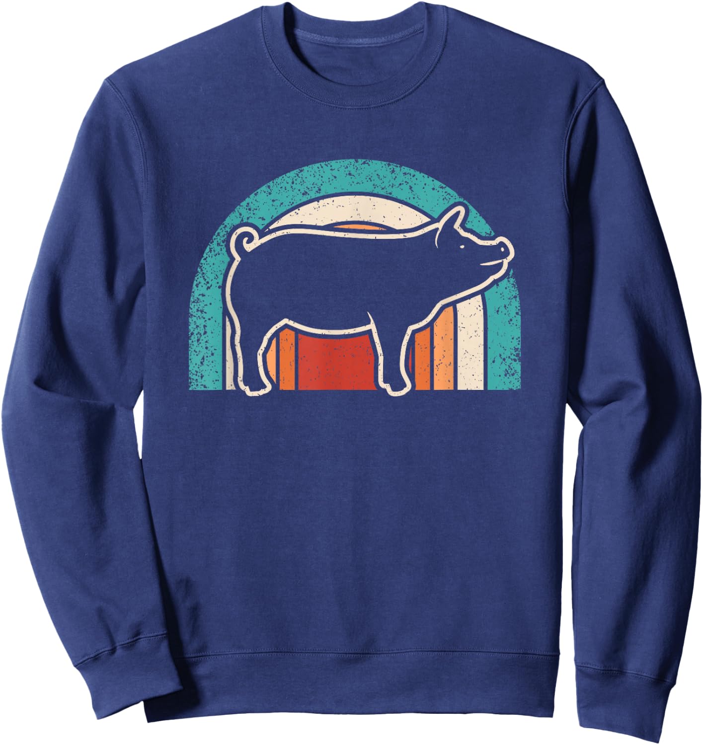 Retro Pig Lover Farmer Farming Men Women Kids Sweatshirt - Sweatshirt | Navy