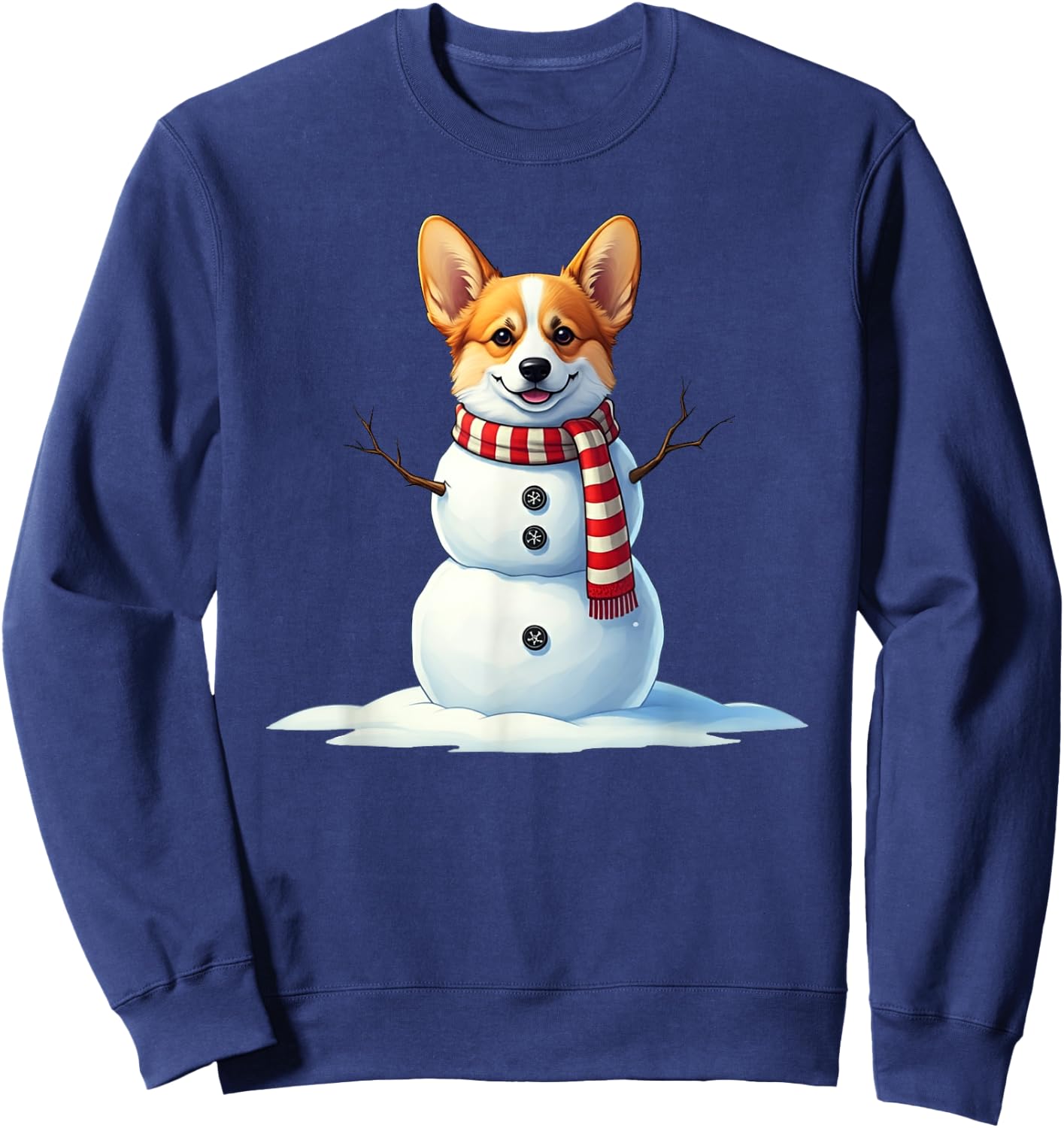 Funny Christmas Scarf with Snowman Corgi , Men and Kids Sweatshirt - Sweatshirt | Navy