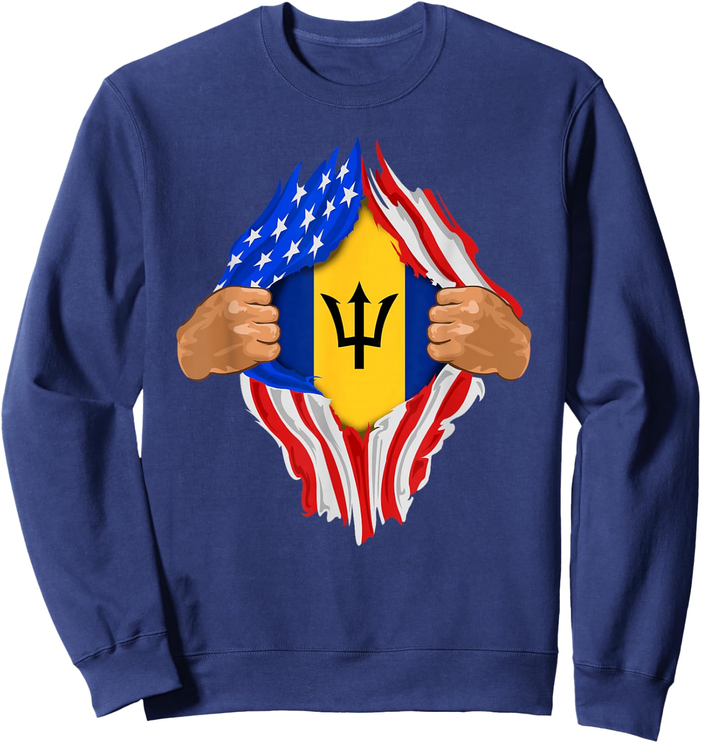 Barbadian Blood Inside Me | Barbados Flag Gift Sweatshirt - Sweatshirt | Navy