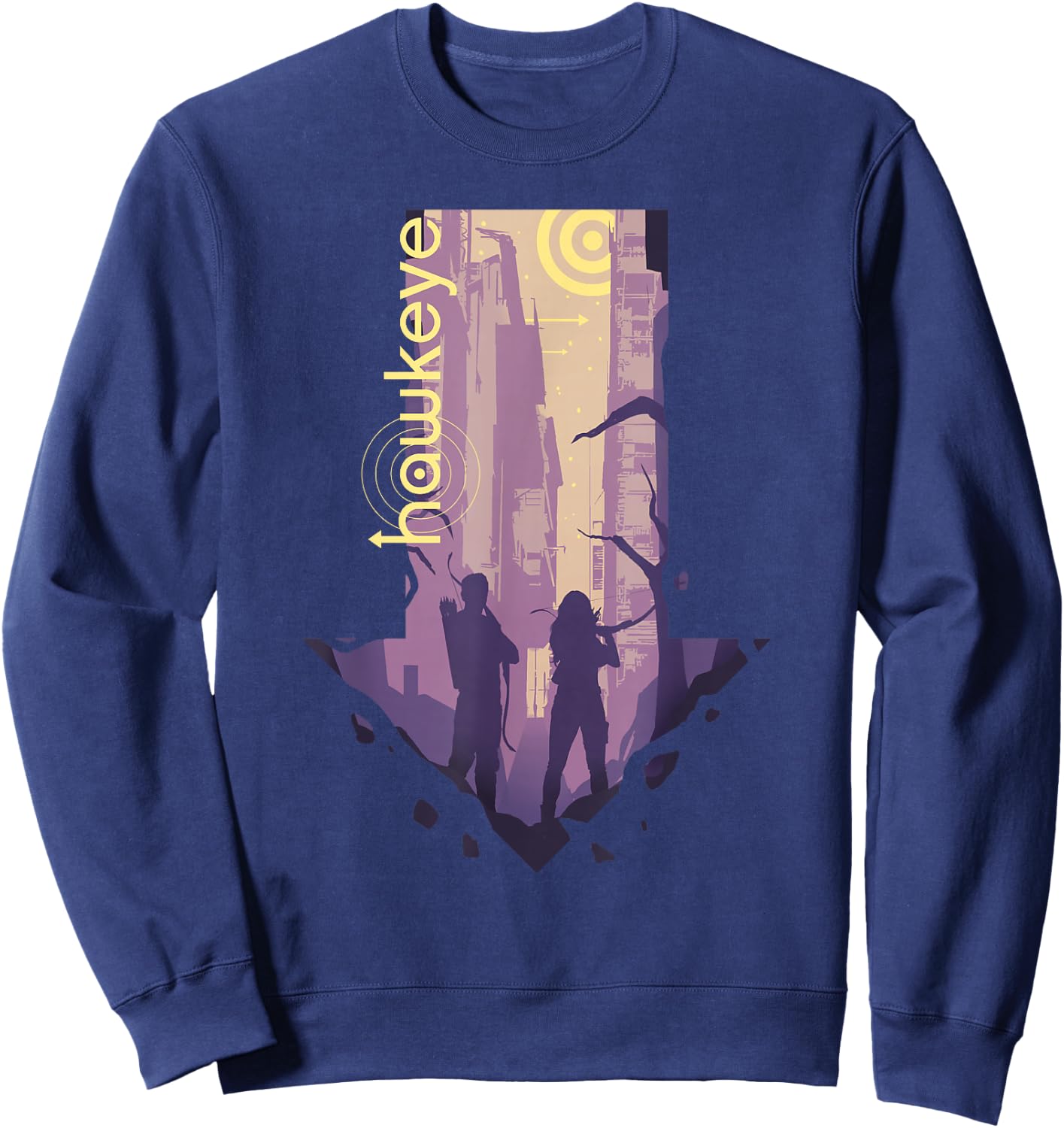 Marvel Hawkeye Group Shot Downwards Arrow Silhouette Sweatshirt - Sweatshirt | Navy