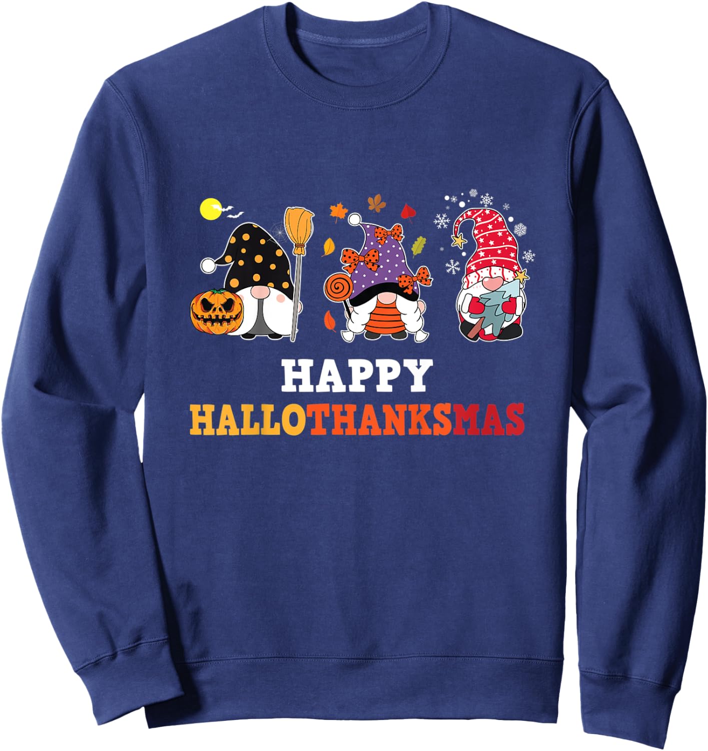 Kids Happy Hallothanksmas Gnomes For Toddler Youth Halloween Sweatshirt - Sweatshirt | Navy