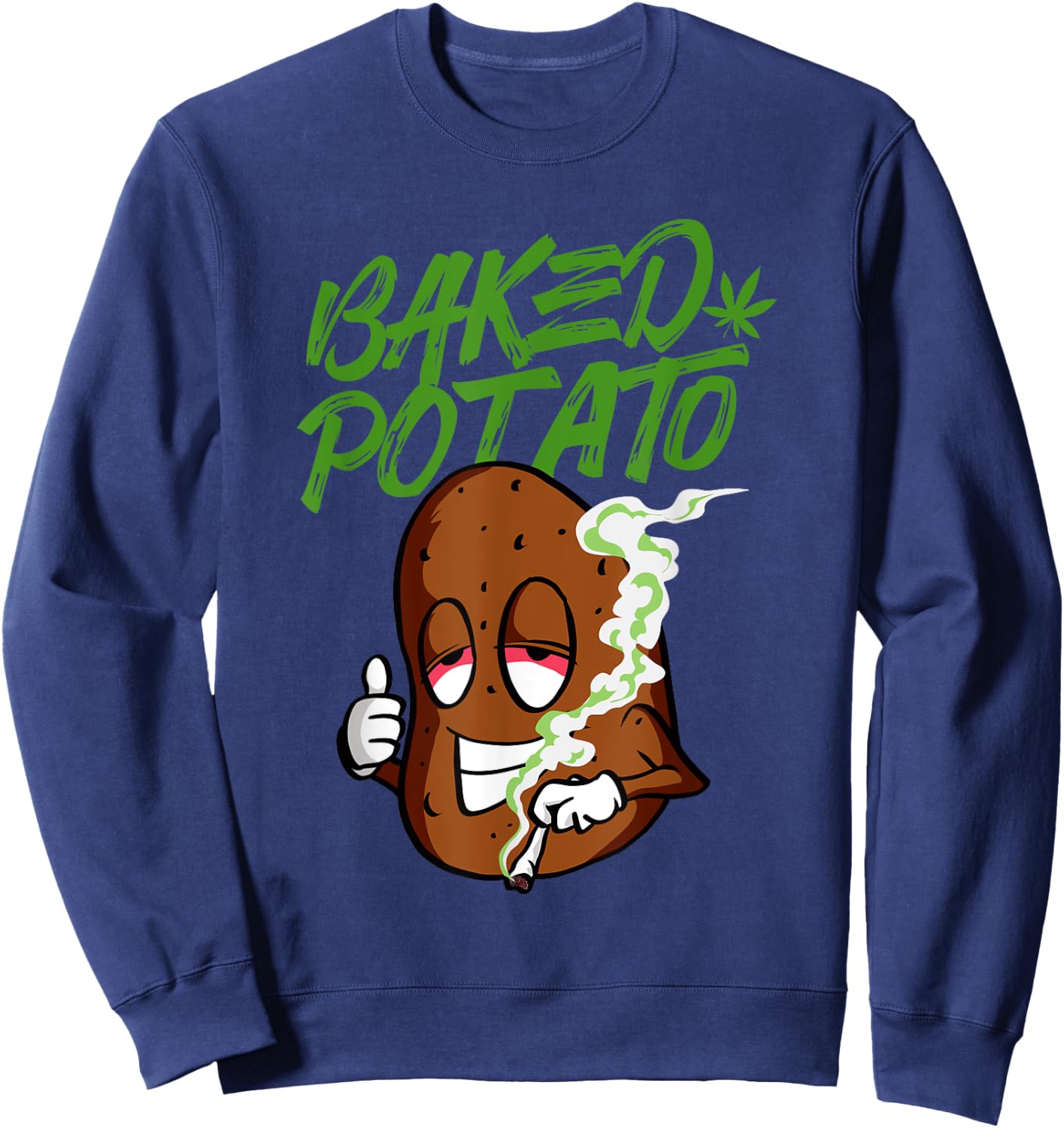 Funny Stoner Baked Potato Marijuana Sweatshirt - Sweatshirt | Navy