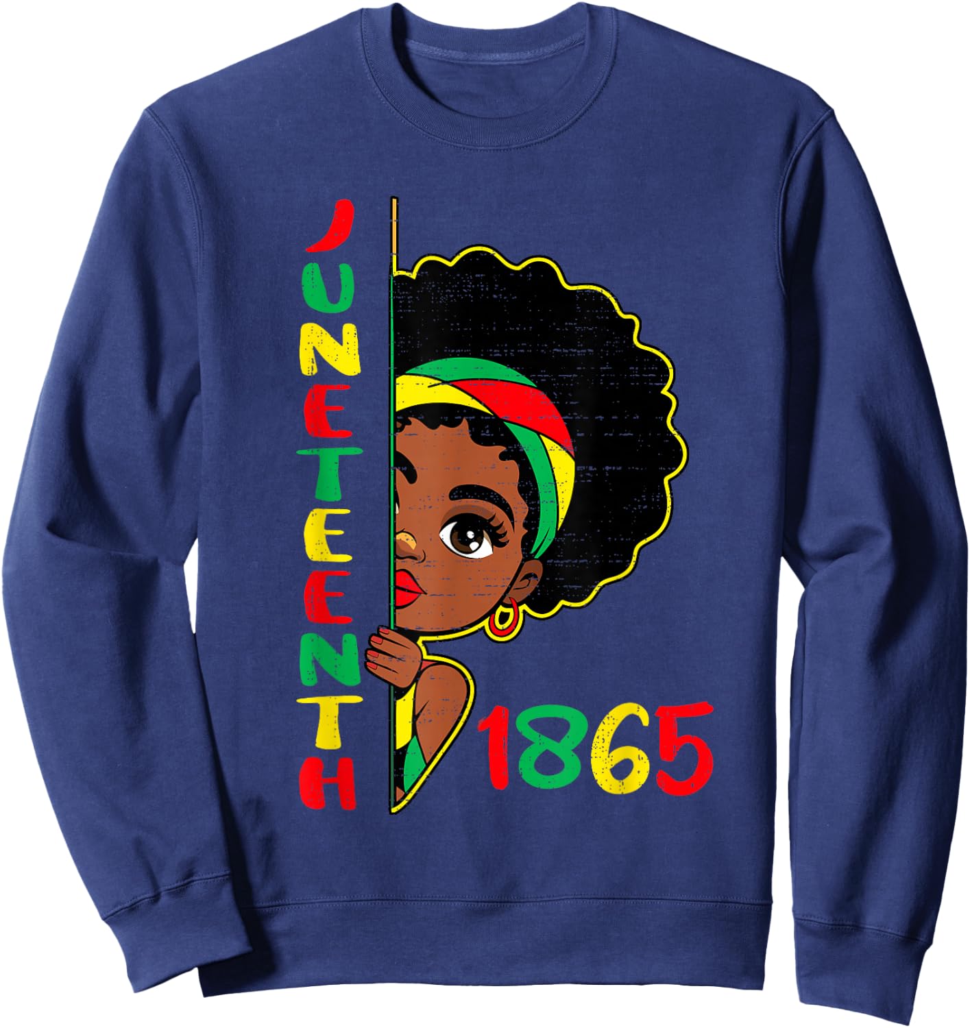 Girls Juneteenth 1865 Freedom African June 19th Princess Kid Sweatshirt - Sweatshirt | Navy