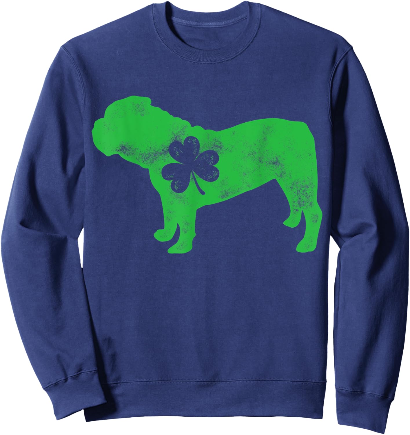 English Bulldog St Patricks Day Men Women Shamrock Dog Lover Sweatshirt - Sweatshirt | Navy