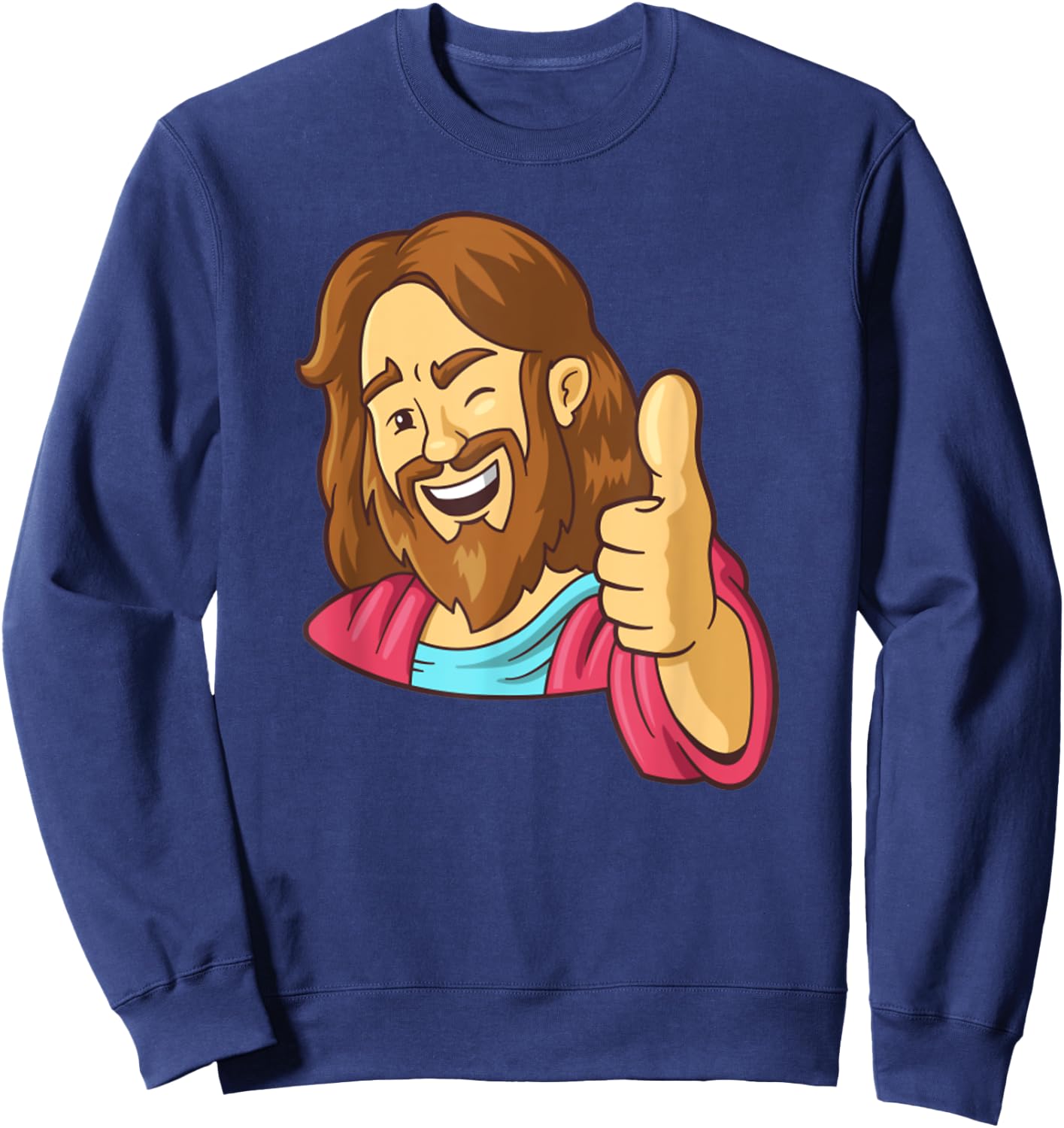 Jesus Christ Thumbs Up Funny Jesus Meme Sweatshirt - Sweatshirt | Navy