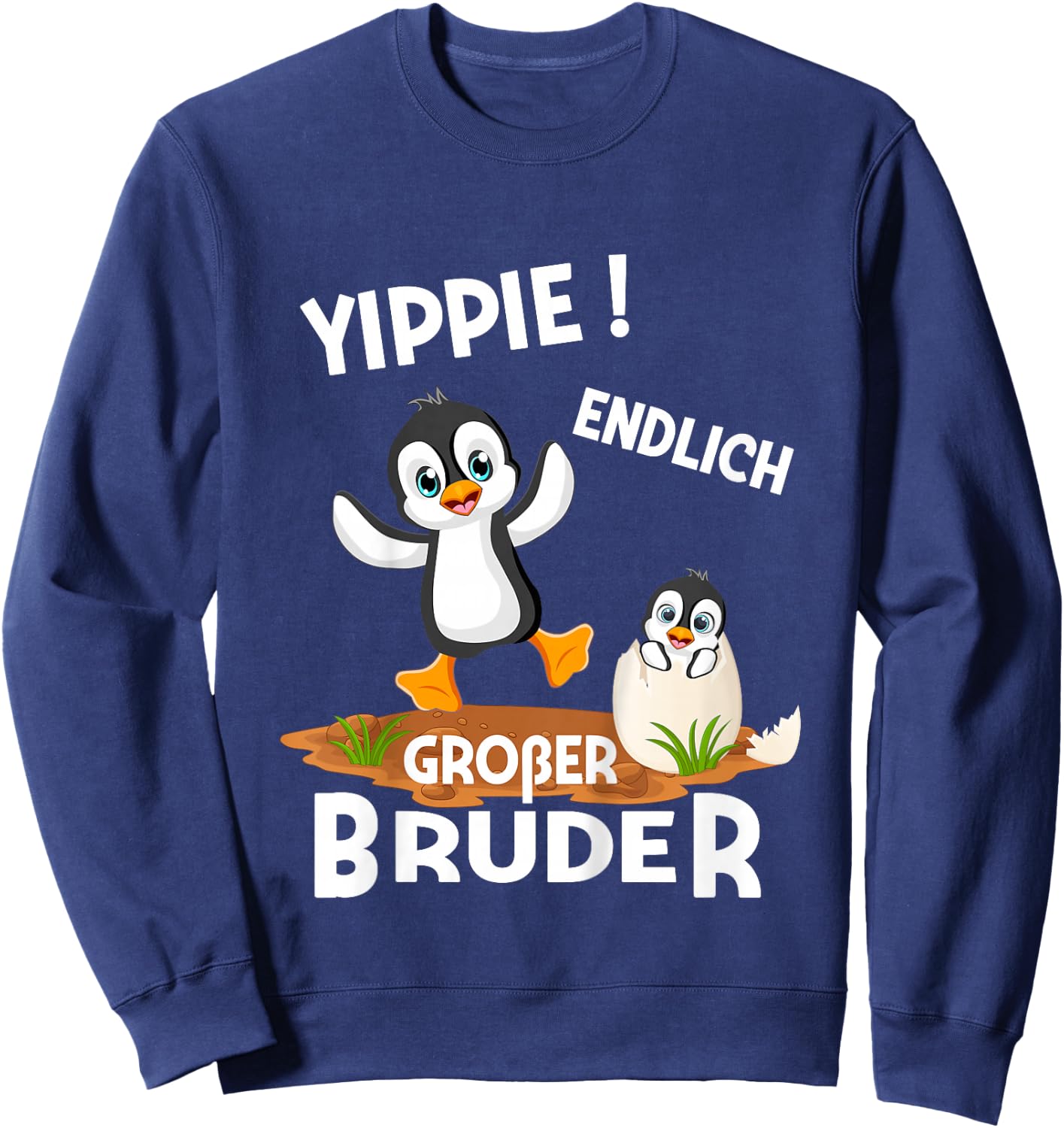 Kinder Endlich Großer Bruder Sohn Geschwister Pinguin Sweatshirt - Sweatshirt | Navy