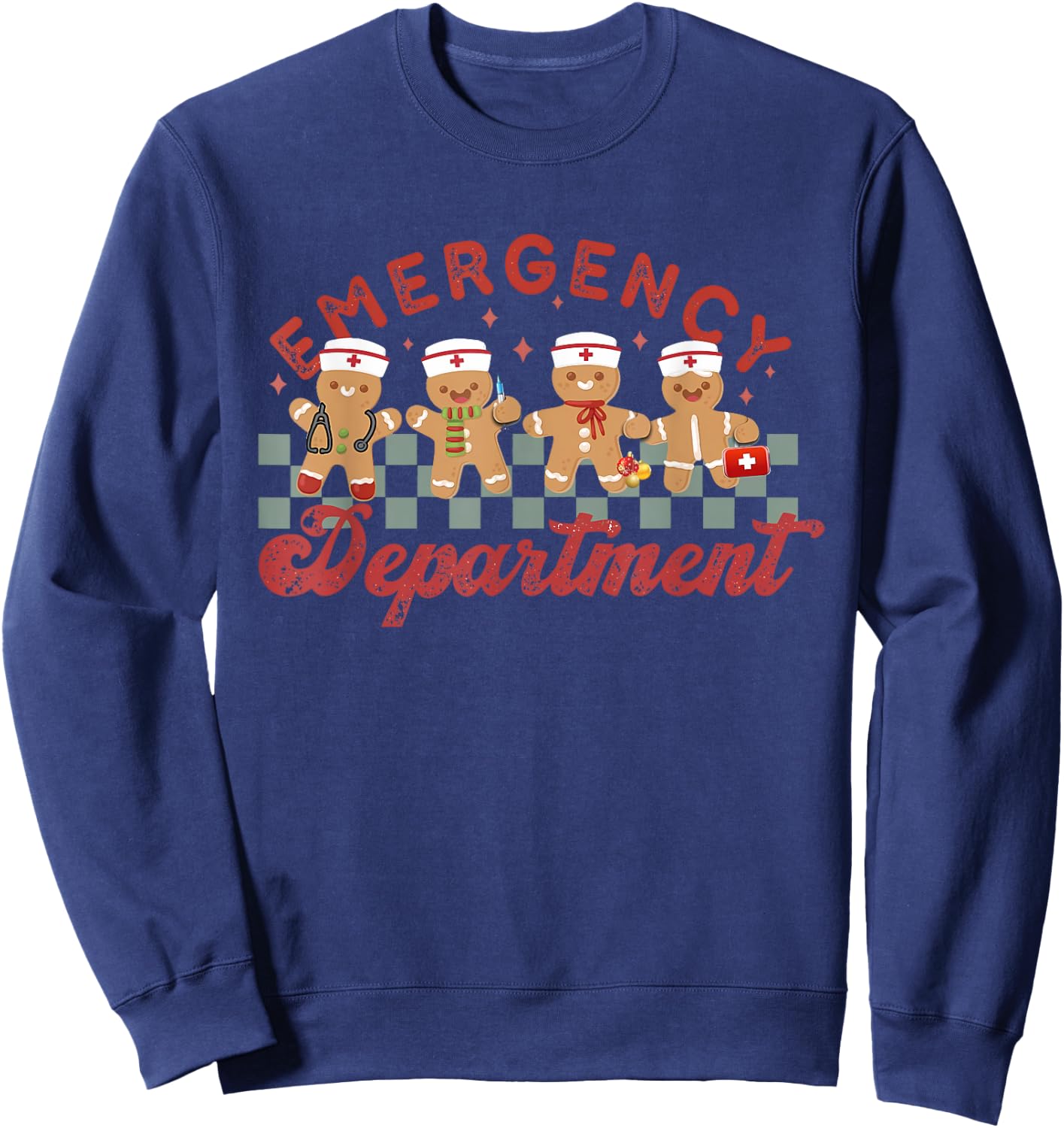 Emergency Department Shirt ER Crew Team Nurse Christmas Emergency Department ER Crew Gingerbread Nurse Sweatshirt - Sweatshirt | Navy