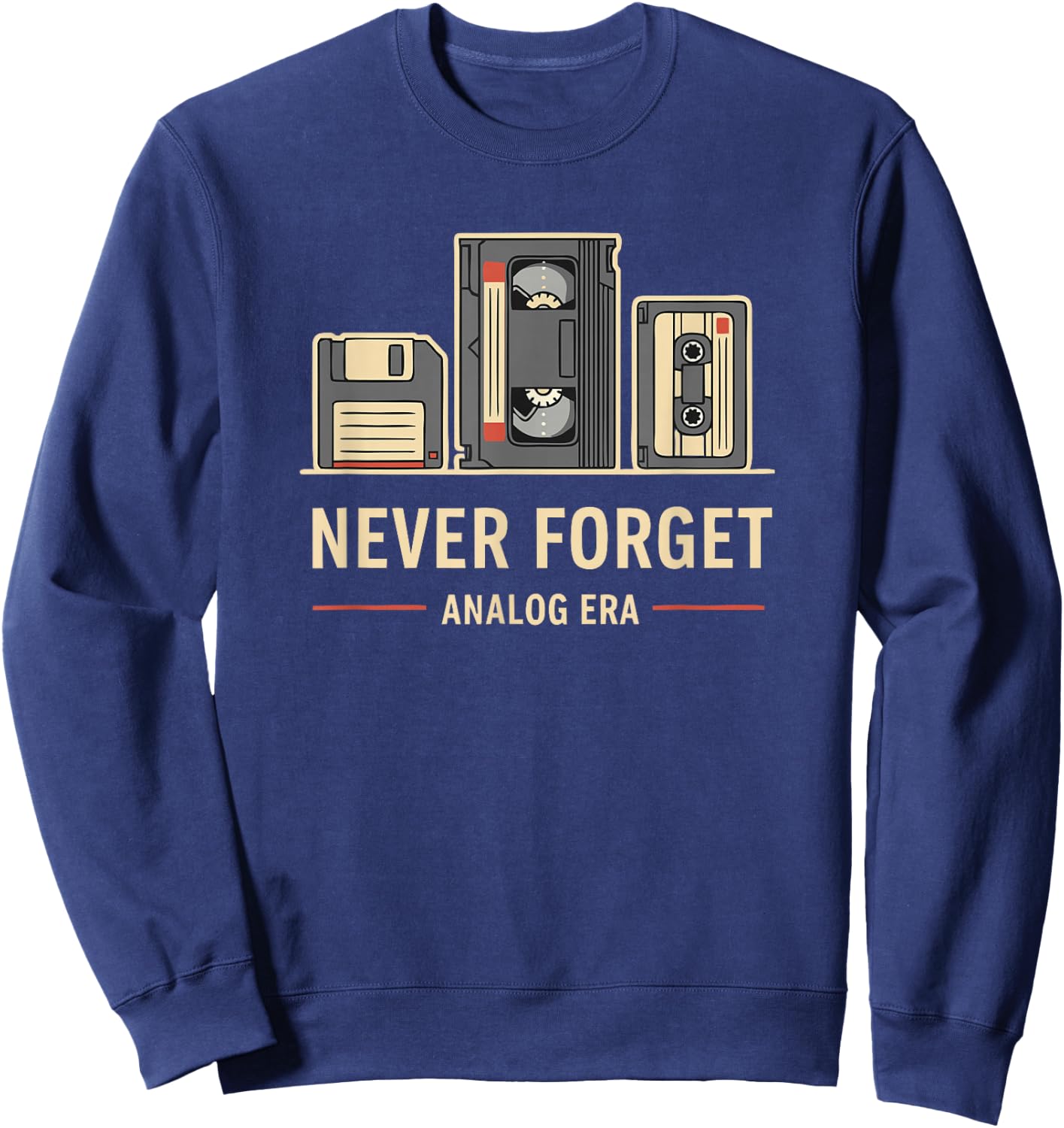 Never Forget Nostalgia Analog VHS Cassette Icons Sweatshirt - Sweatshirt | Navy
