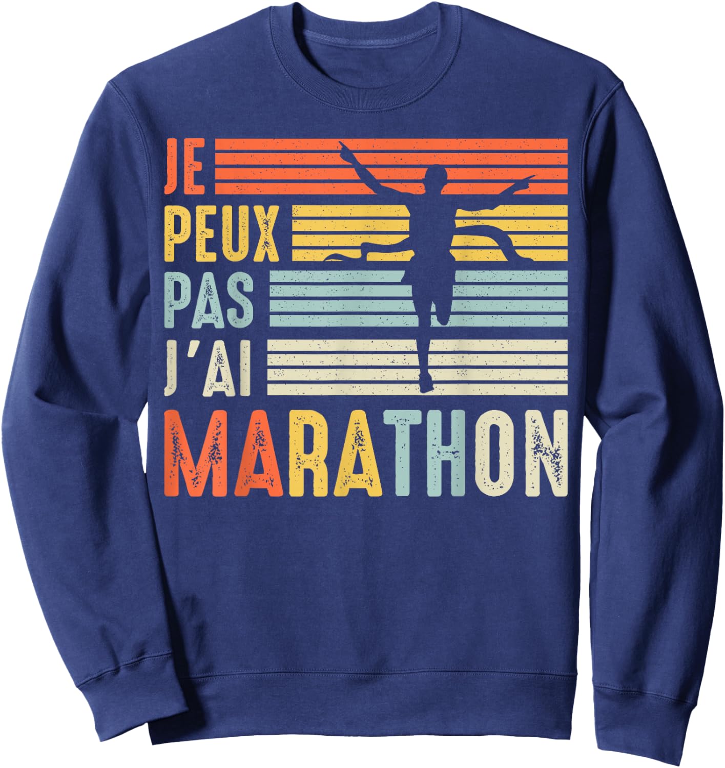 Je Peux Pas Je ai marathon Running Marathon Runner , Black, S Sweatshirt - Sweatshirt | Navy