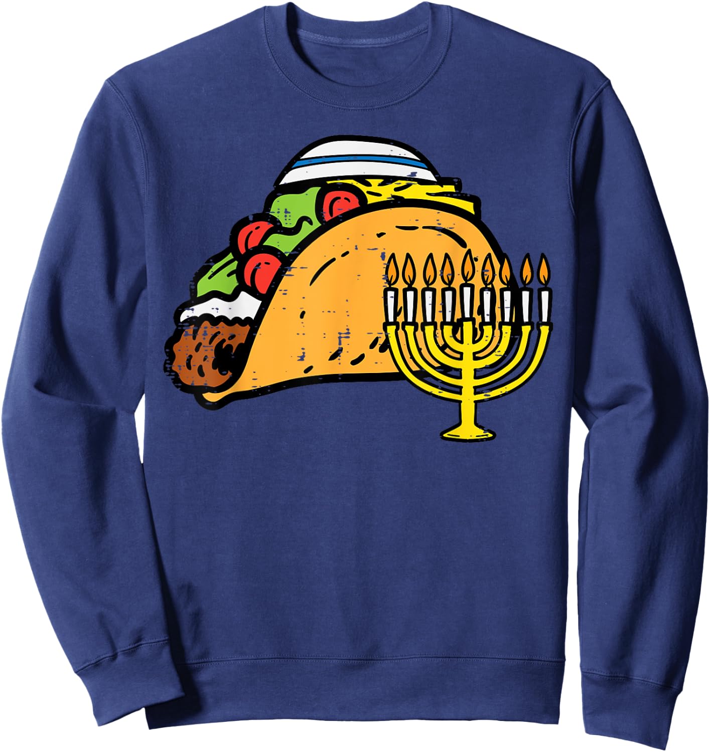 Hanukkah Taco Funny Chanukah Mexican Food Men Women Kids Sweatshirt - Sweatshirt | Navy
