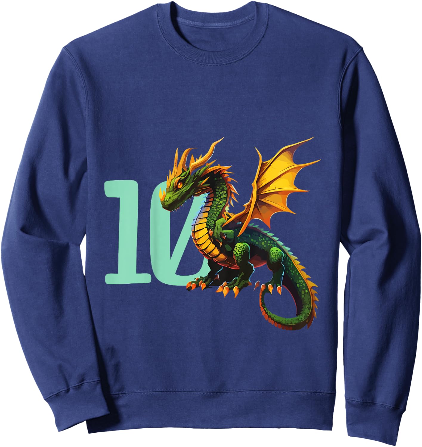 Kids Children's Birthday Dragon 10 Years Boy Dragon Number Age Sweatshirt - Sweatshirt | Navy