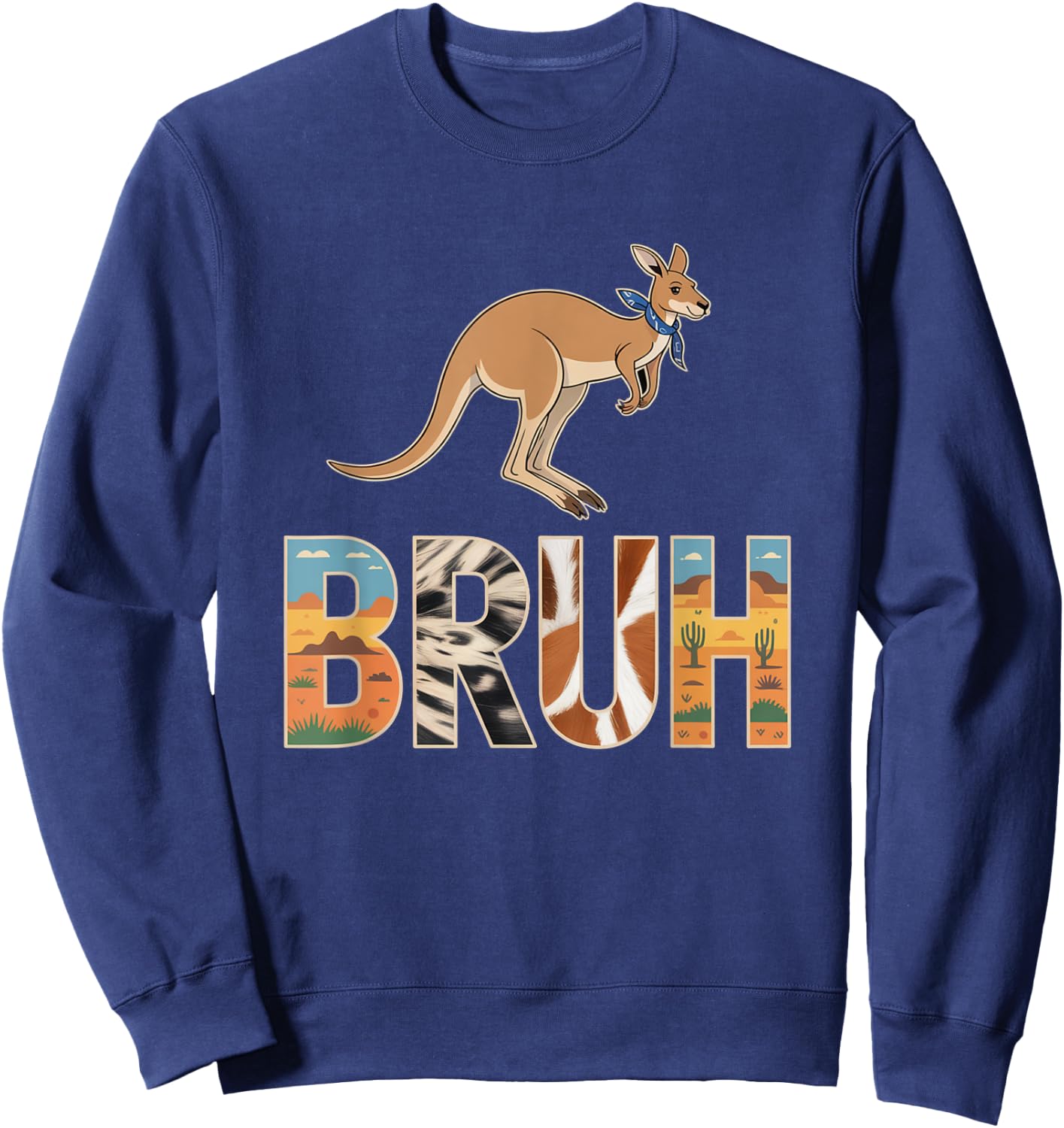 Outback Kangaroo Bruh Wildlife Design Sweatshirt - Sweatshirt | Navy