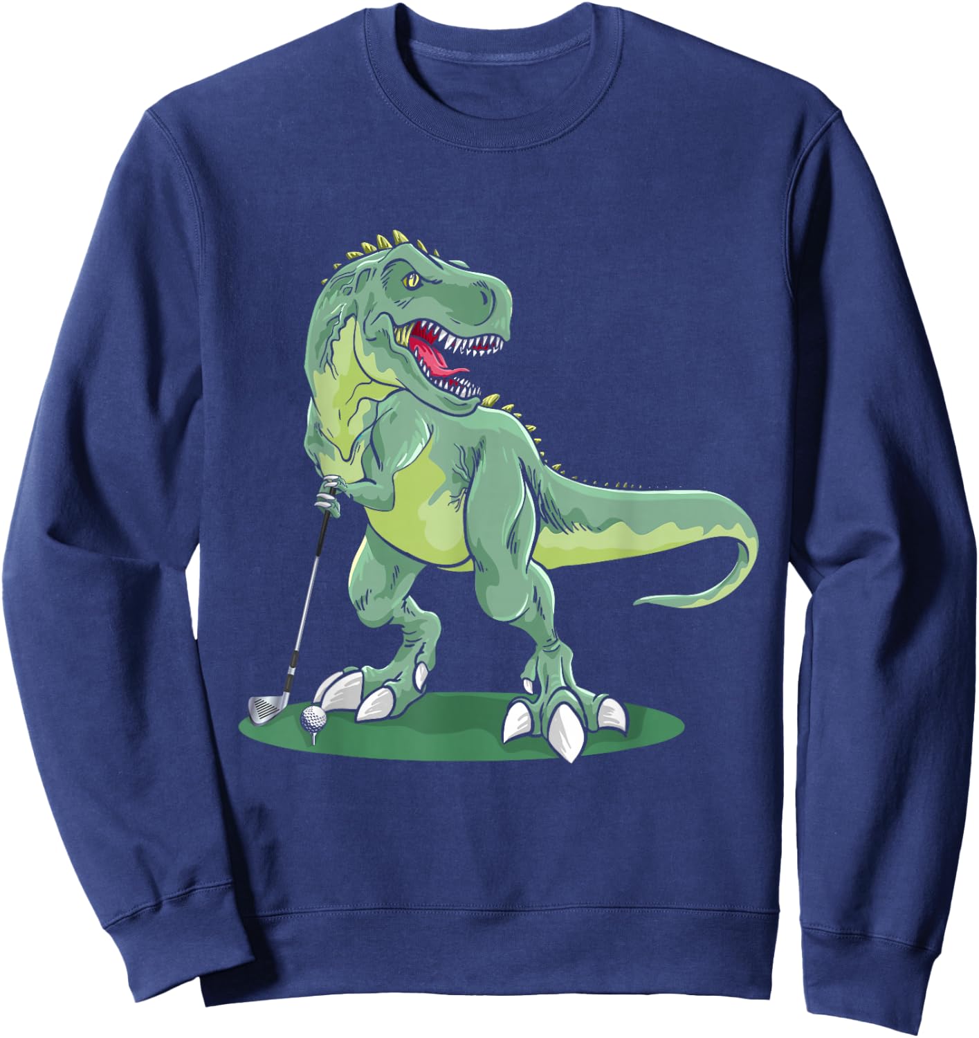 T-Rex Golf Playing, Dinosaur Trex Golfer Golf Playing Sweatshirt - Sweatshirt | Navy